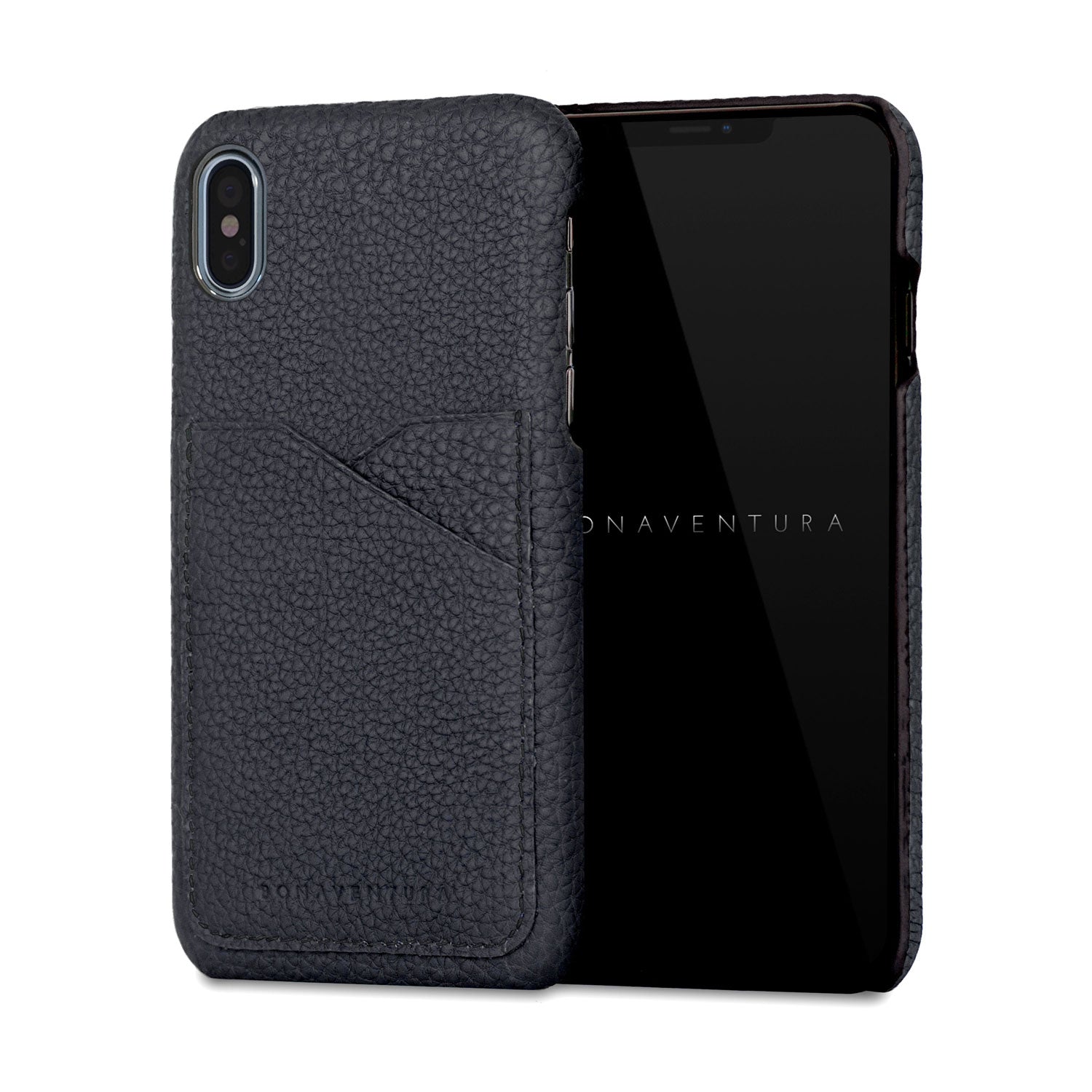 iPhone X / Xs Back Cover Case Shrink Leather (Navy)