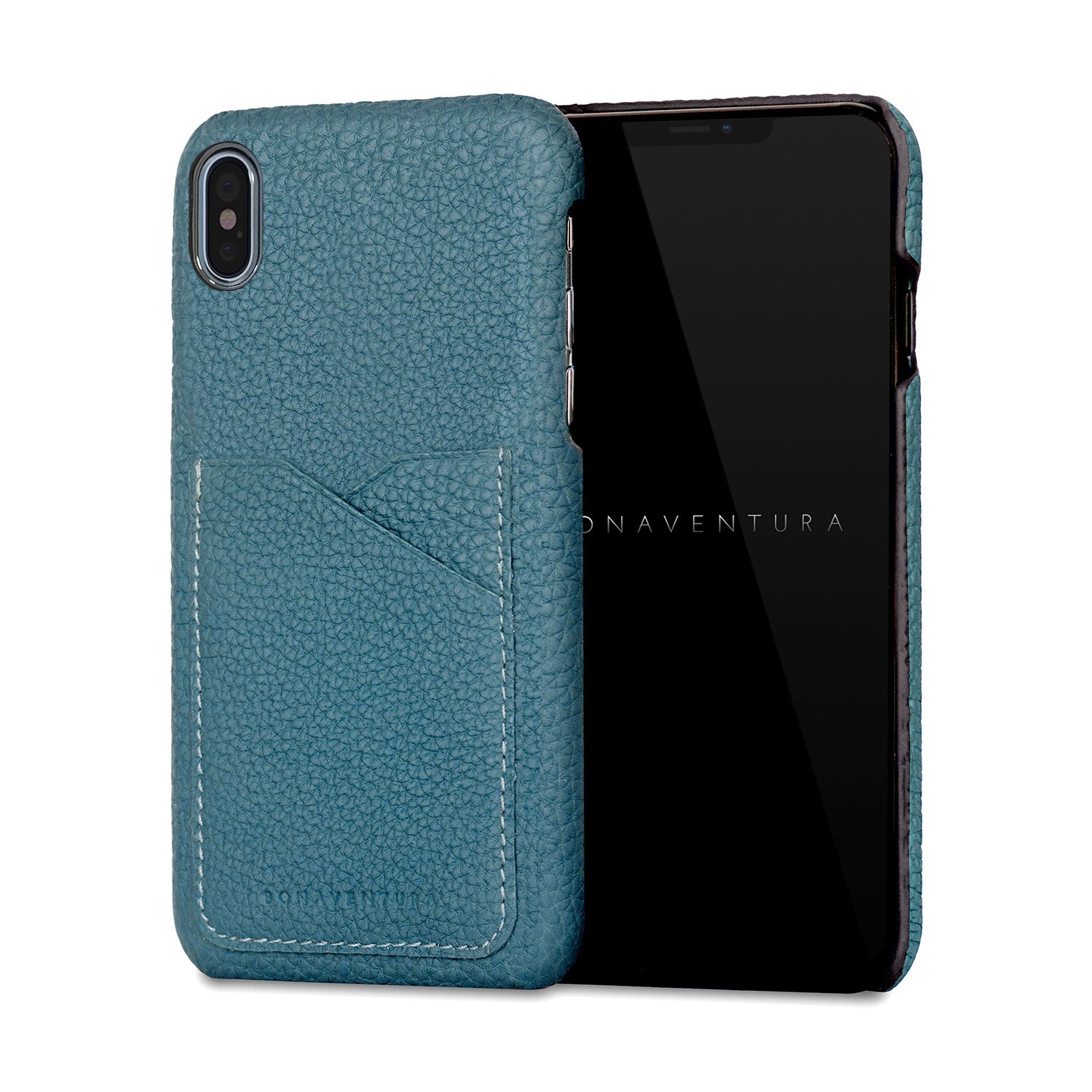 iPhone Xs Max Back Cover Case Shrink Leather (Blue Cyan)