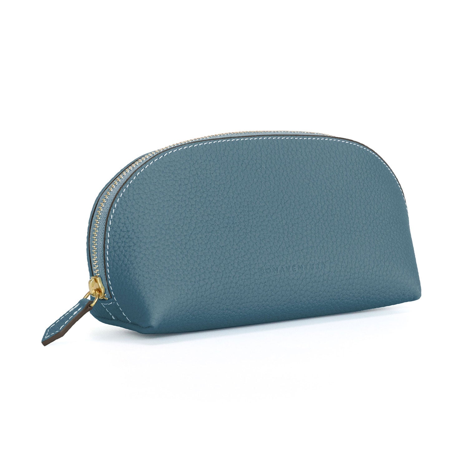 Cosmetic Pouch Bottalato Leather (Blue Cyan - Small)