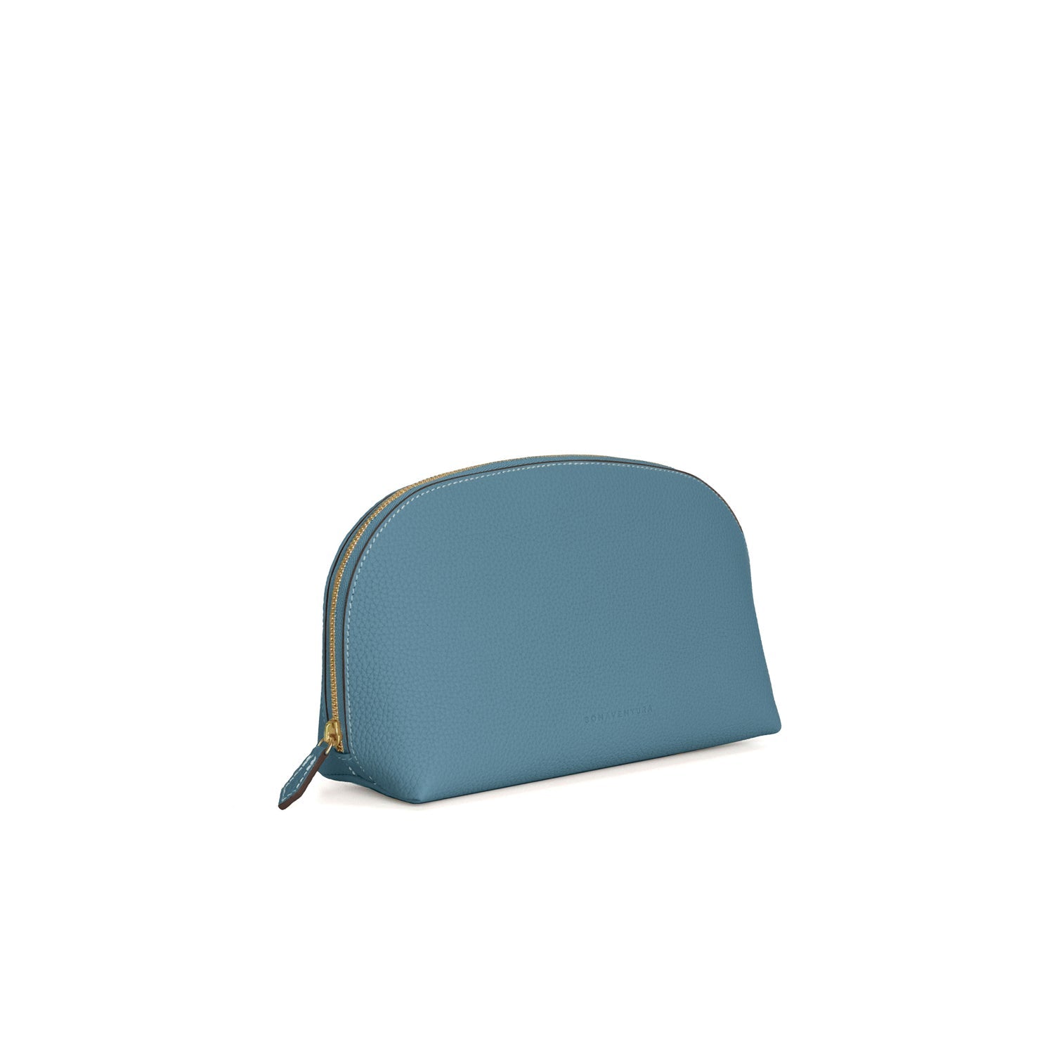 Cosmetic Pouch Bottalato Leather (Blue Cyan - Large)