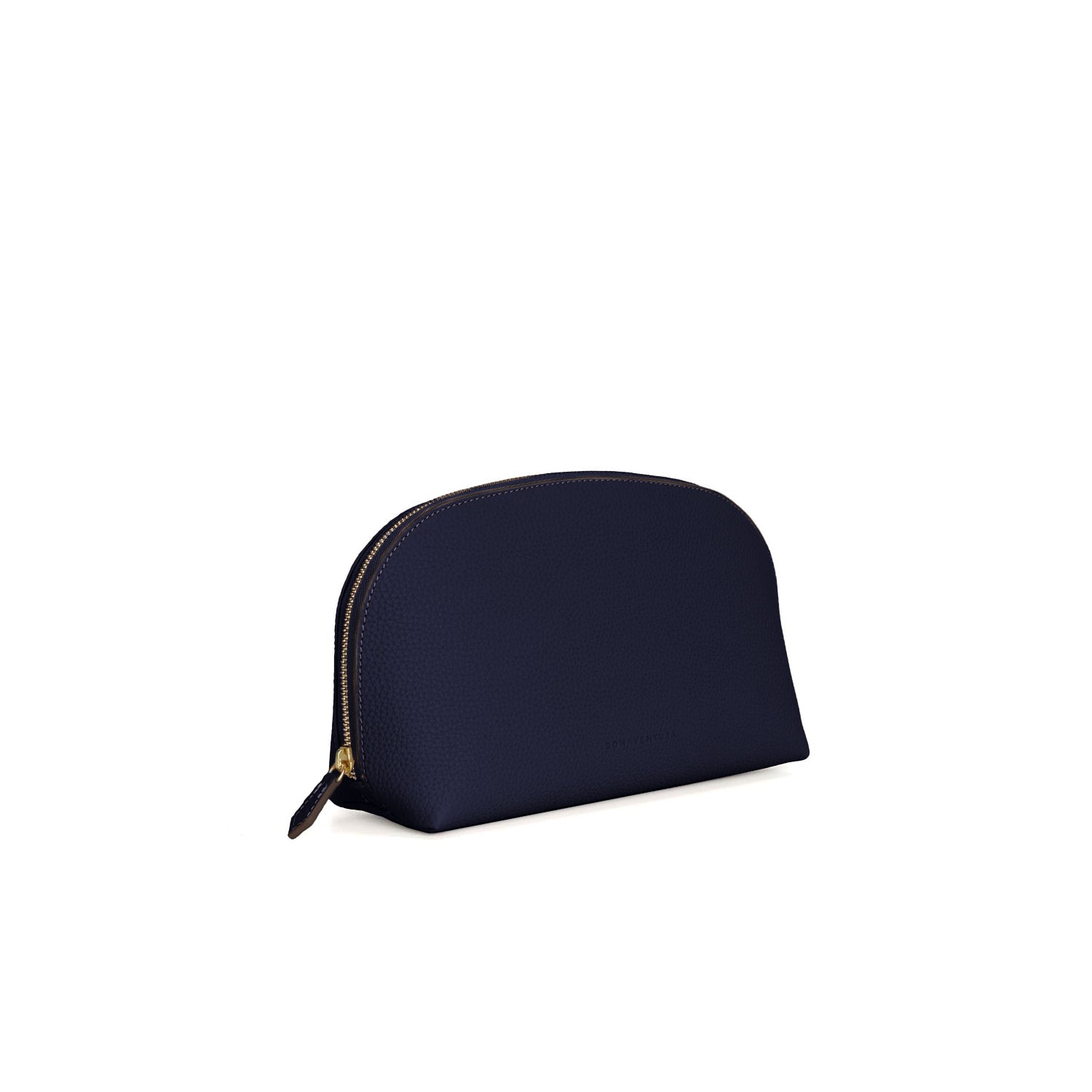 Cosmetic Pouch Shrink Leather (Navy - Large)