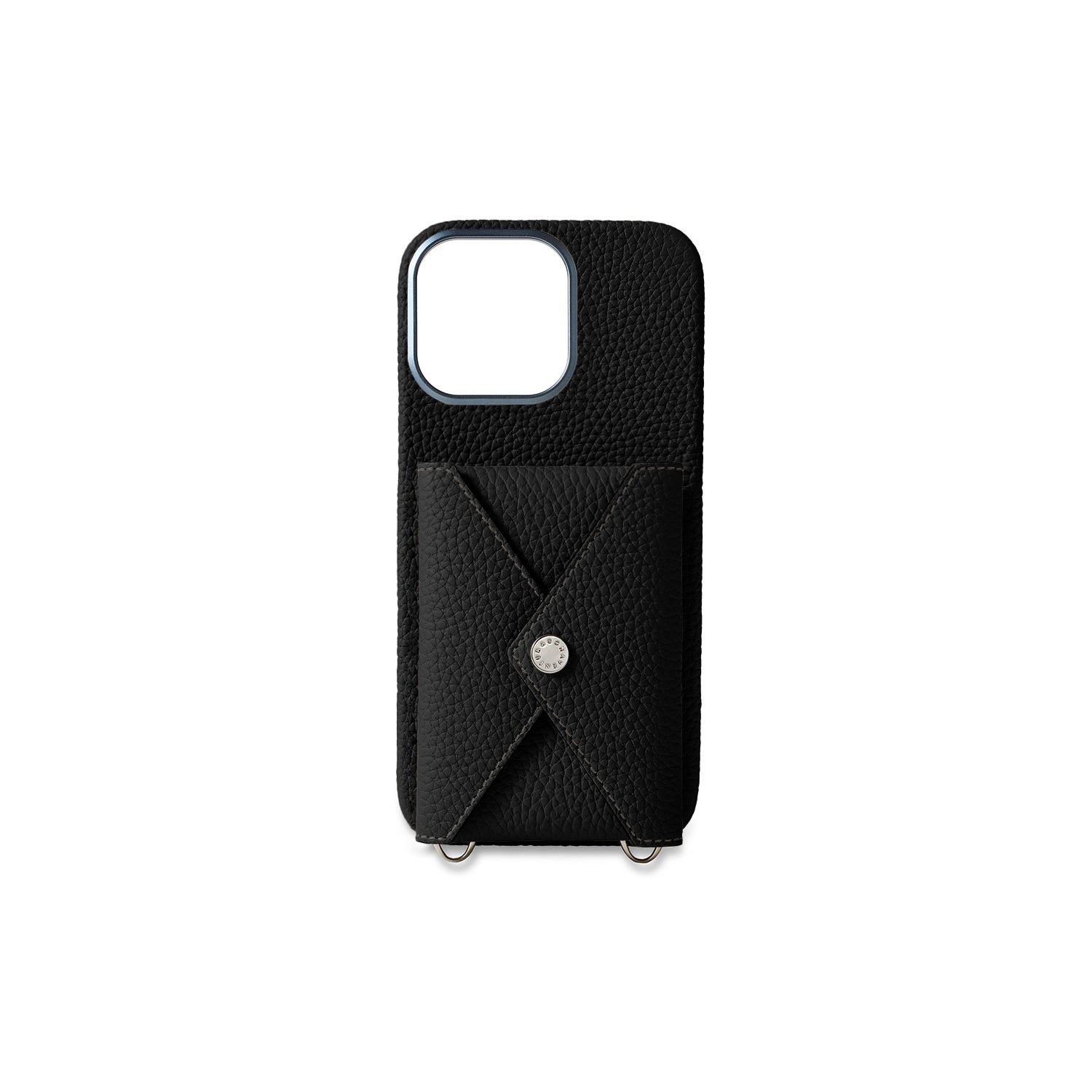 iPhone 16 Pro Max Back Cover Case with Snap Button Closure Shrink Leather (Black)