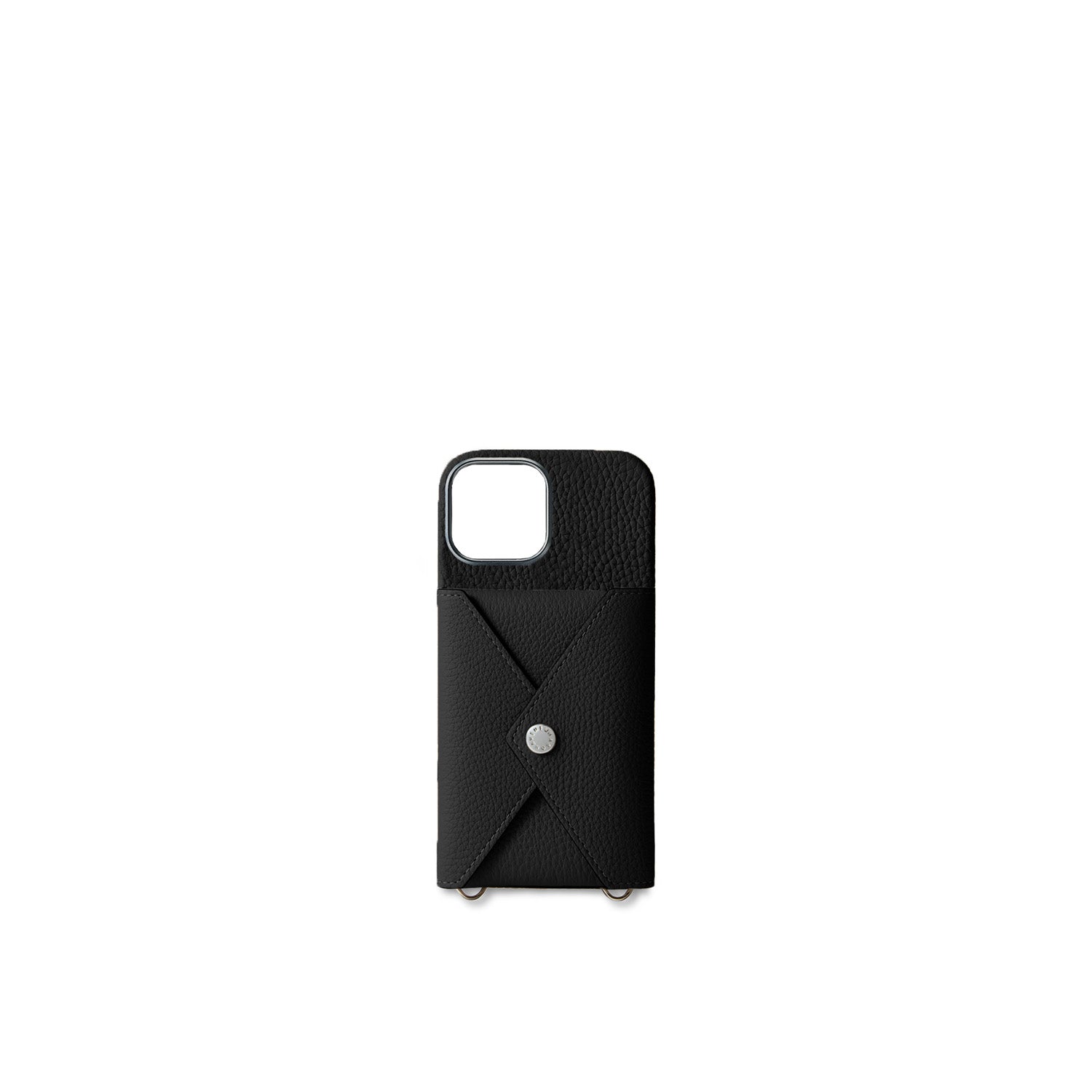 iPhone 17 Back Cover Case with Snap Button Closure Shrink Leather (Black)