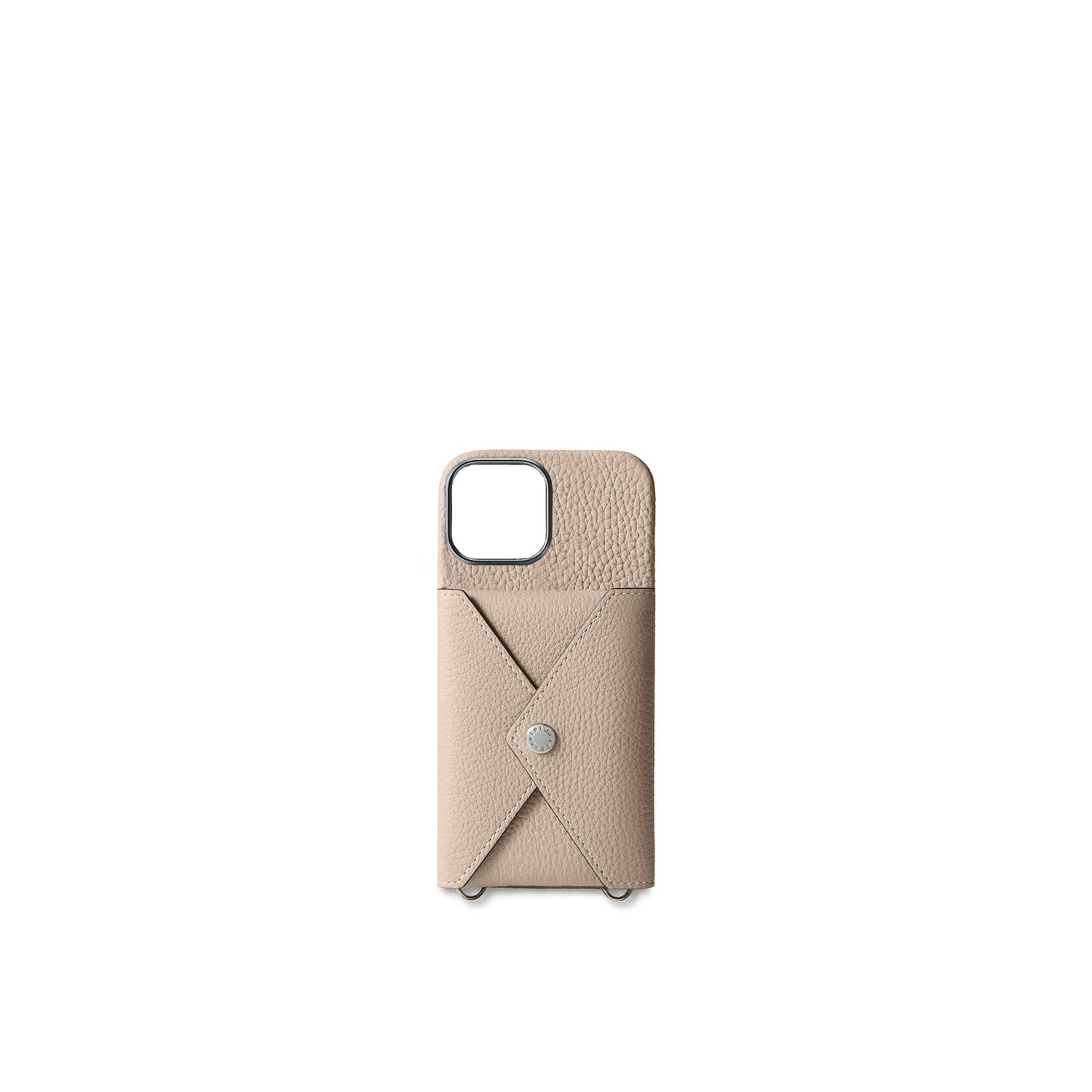 iPhone 17 Back Cover Case with Snap Button Closure Shrink Leather (Greige)