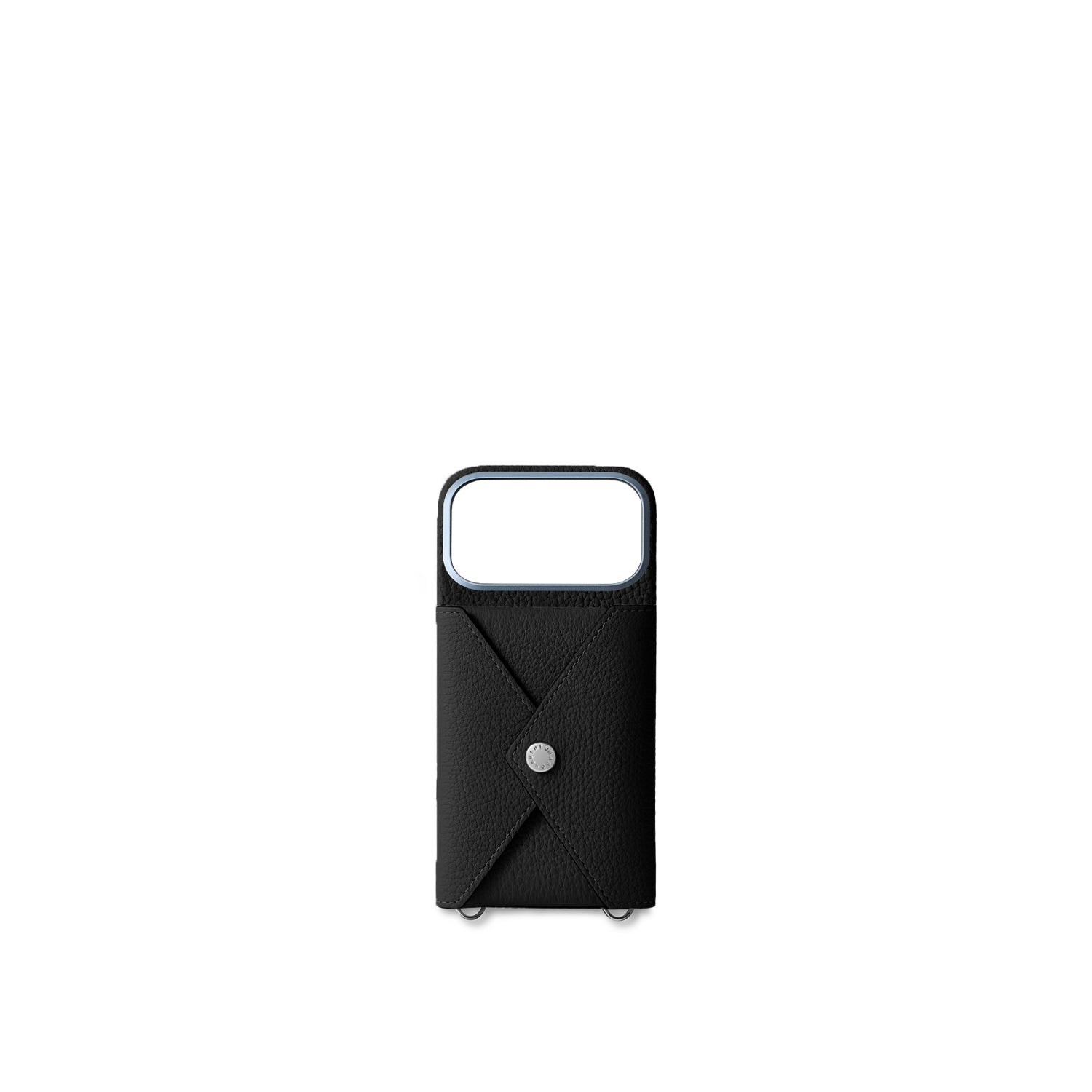 iPhone 17 Pro Back Cover Case with Snap Button Closure Shrink Leather (Black)