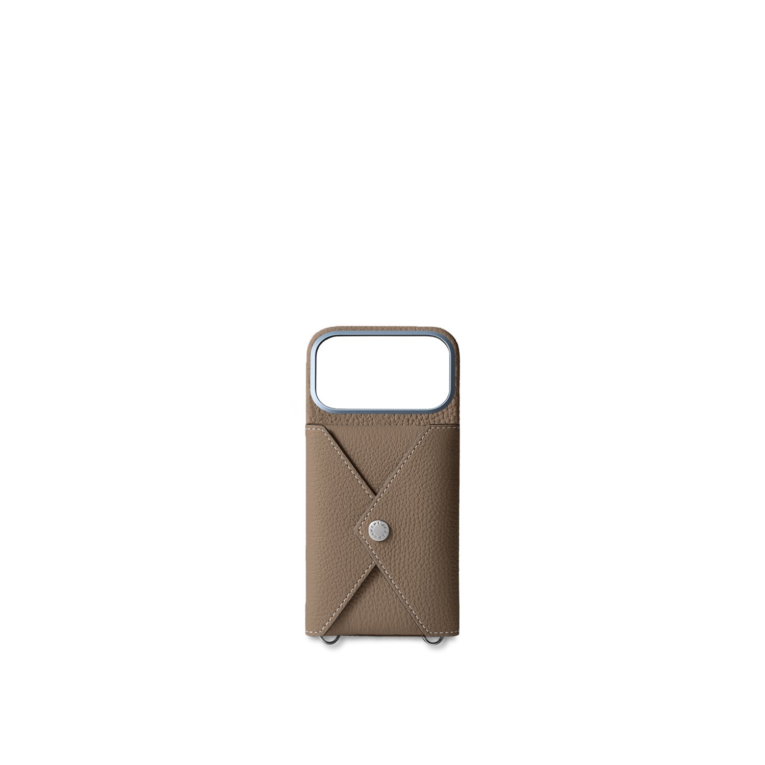 iPhone 17 Pro Back Cover Case with Snap Button Closure Shrink Leather (Etoupe)