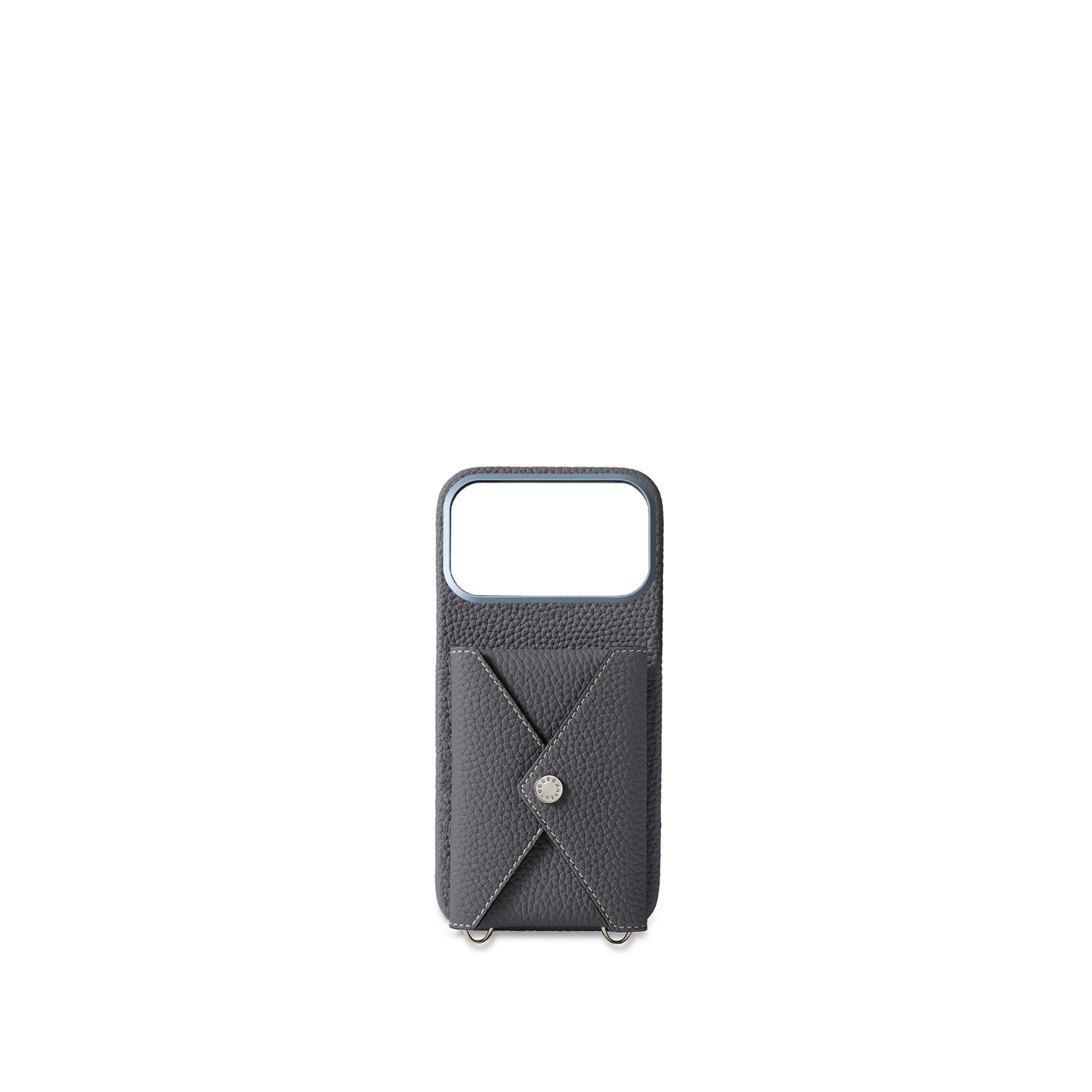 iPhone 17 Pro Max Back Cover Case with Snap Button Closure Shrink Leather (Charcoal Gray)