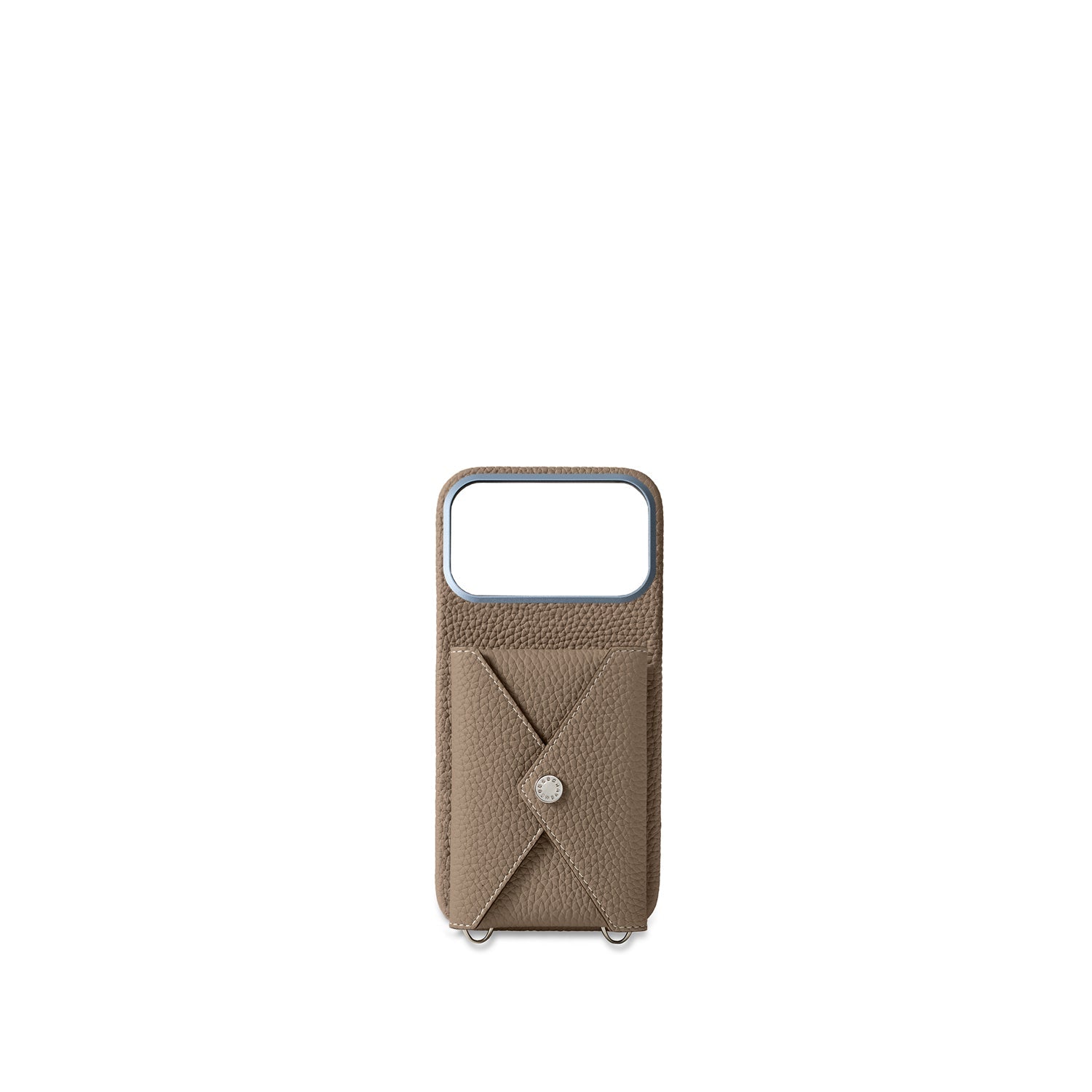 iPhone 17 Pro Max Back Cover Case with Snap Button Closure Shrink Leather (Etoupe)