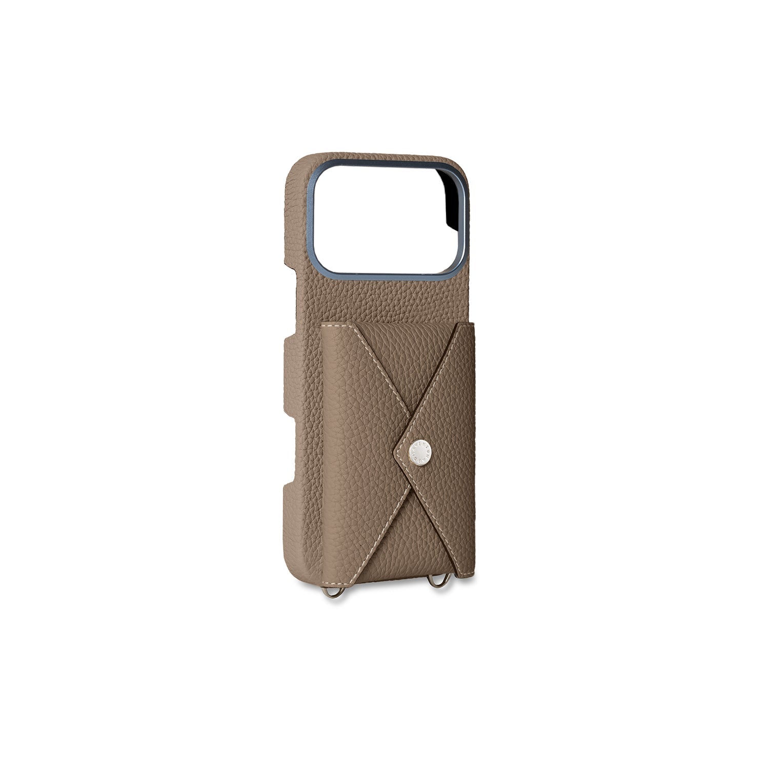 iPhone 17 Pro Max Back Cover Case with Snap Button Closure Shrink Leat