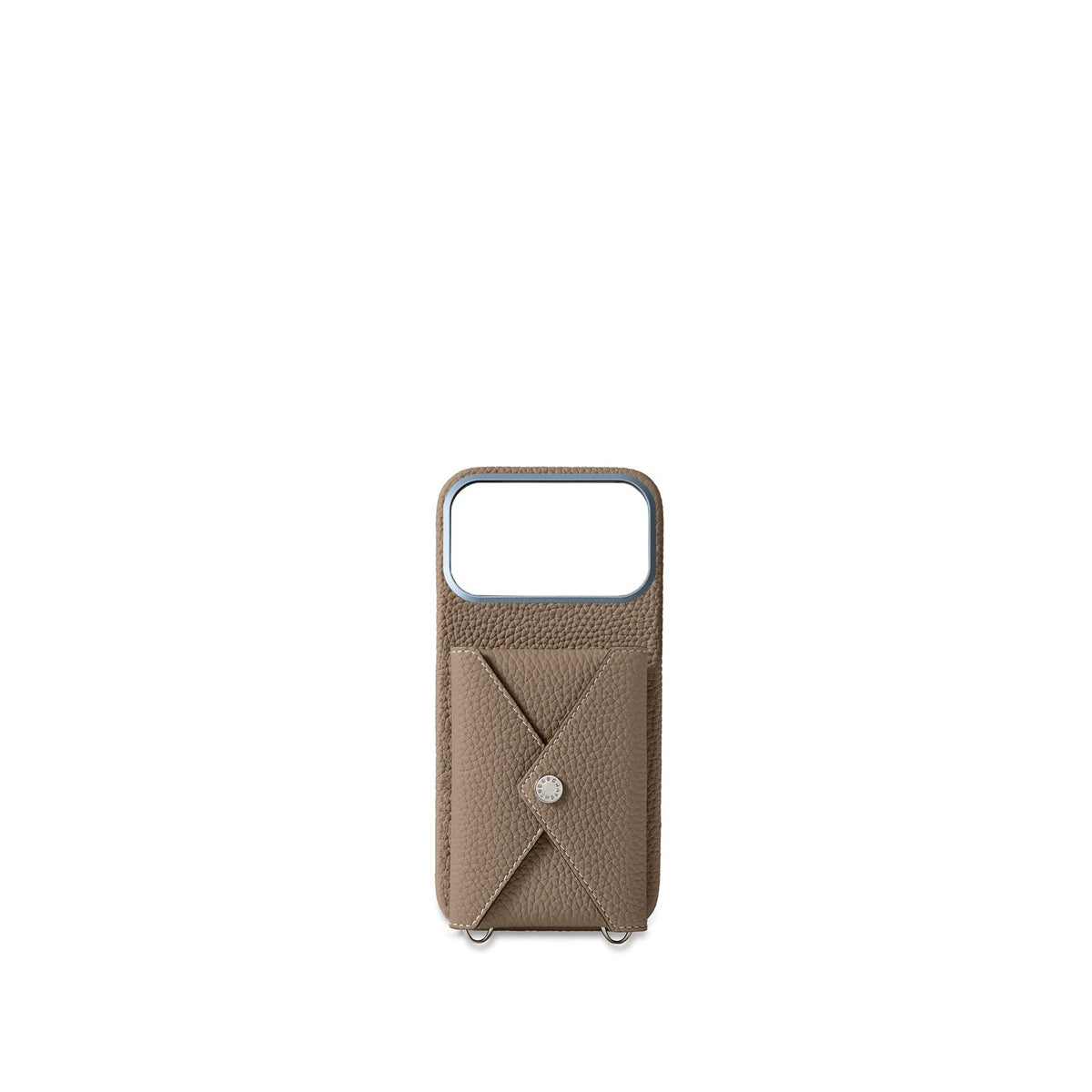 iPhone 18 Pro Max Back Cover Case with Snap Button Closure Shrink Leather (Etoupe)