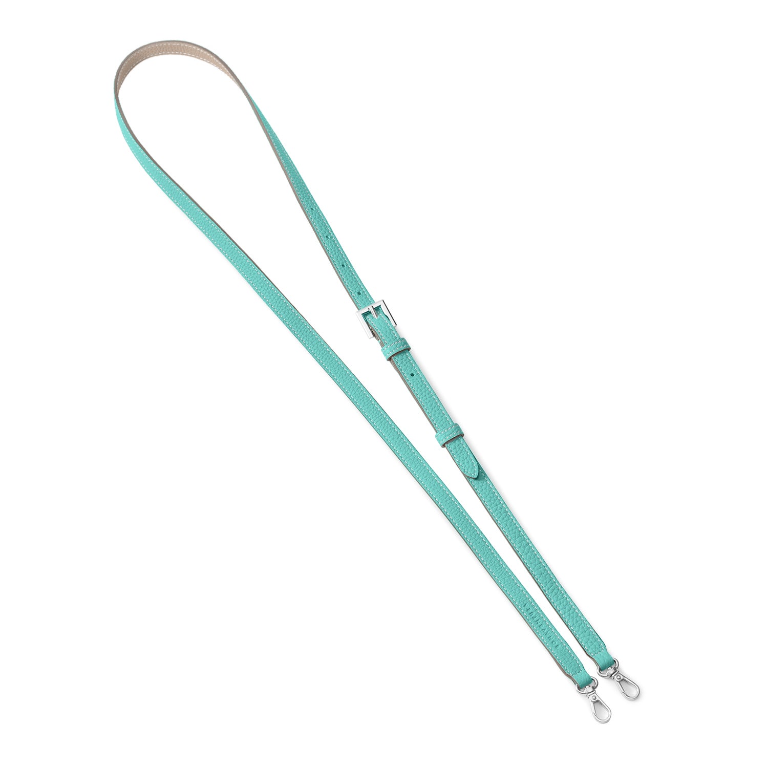 Shoulder Strap Shrink Leather (Atoll Blue × Greige (Etoupe edge paint) - Silver)