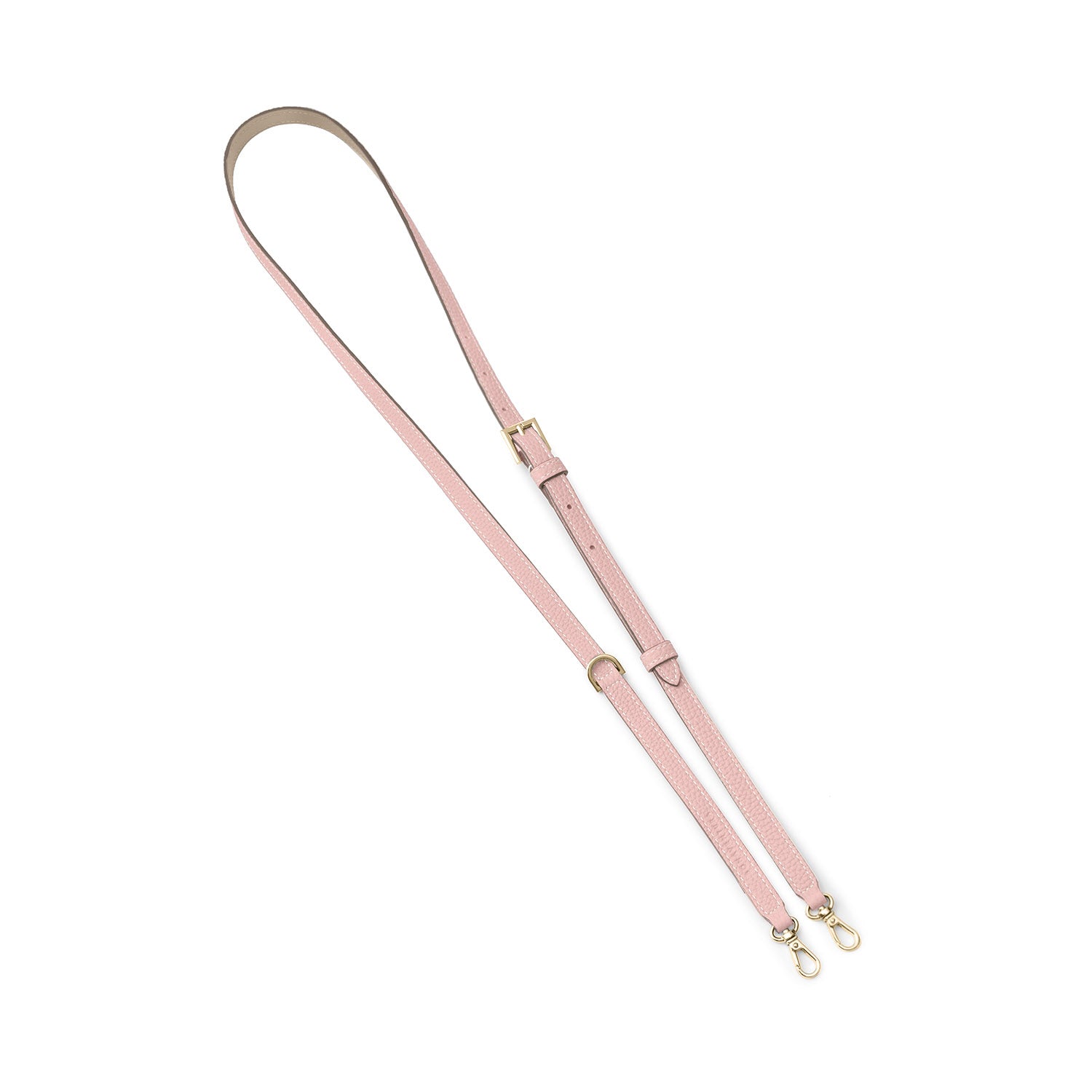 Shoulder Strap with D-ring Shrink Leather (Sakura Pink × Greige (Etoupe edge paint) - Gold)