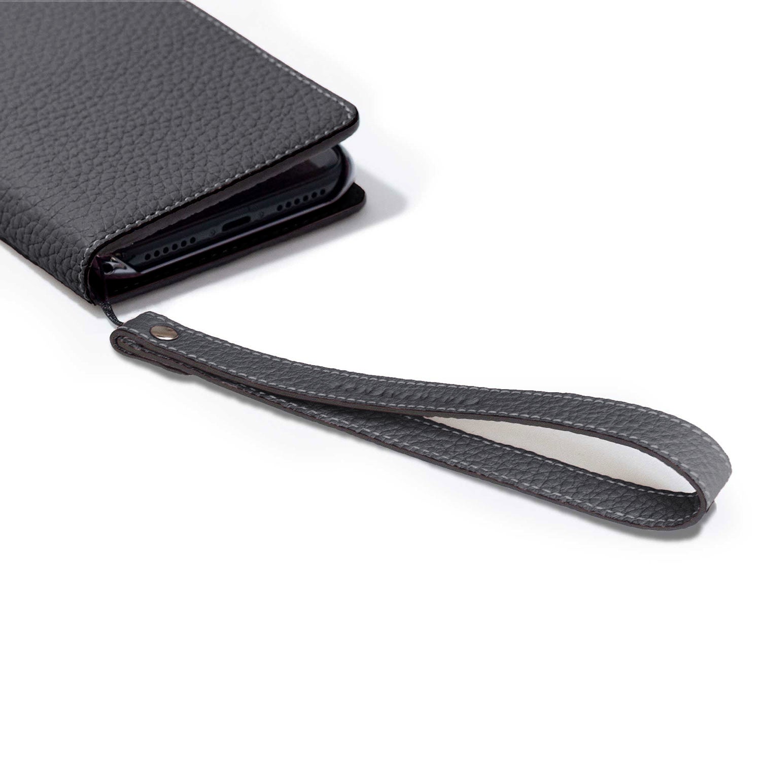 Wrist Strap Shrink Leather (Charcoal Gray - Long)