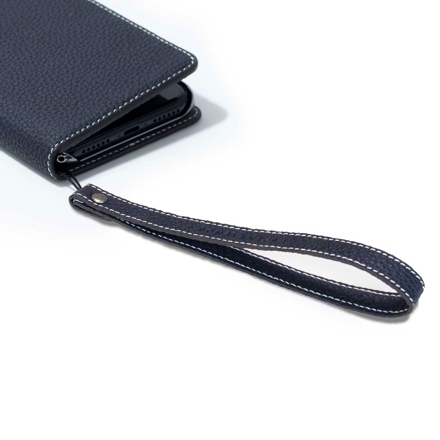 Wrist Strap Bottalato Leather (Navy - Long)