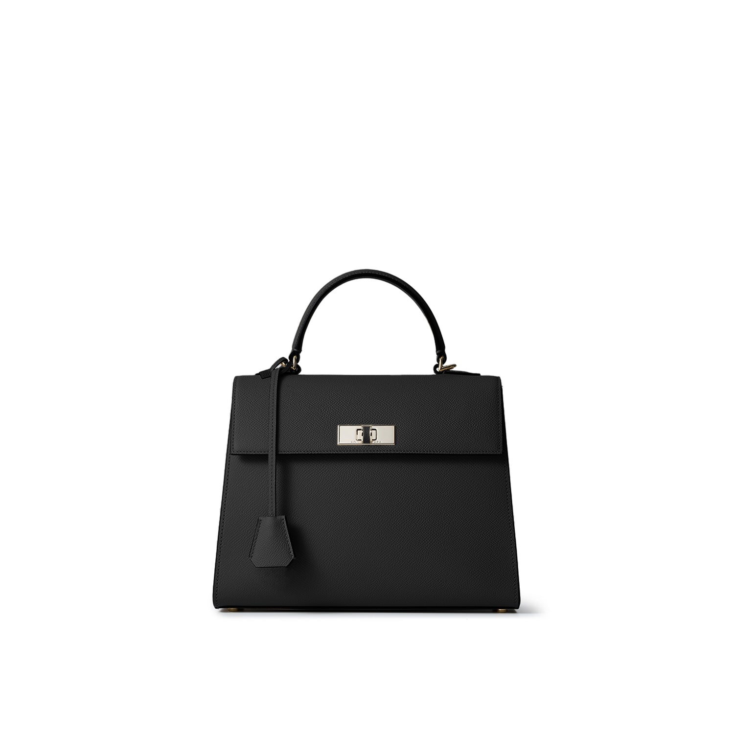 Vittoria Top Handle Bag Nobile Leather (Black × Bordeaux - Small)