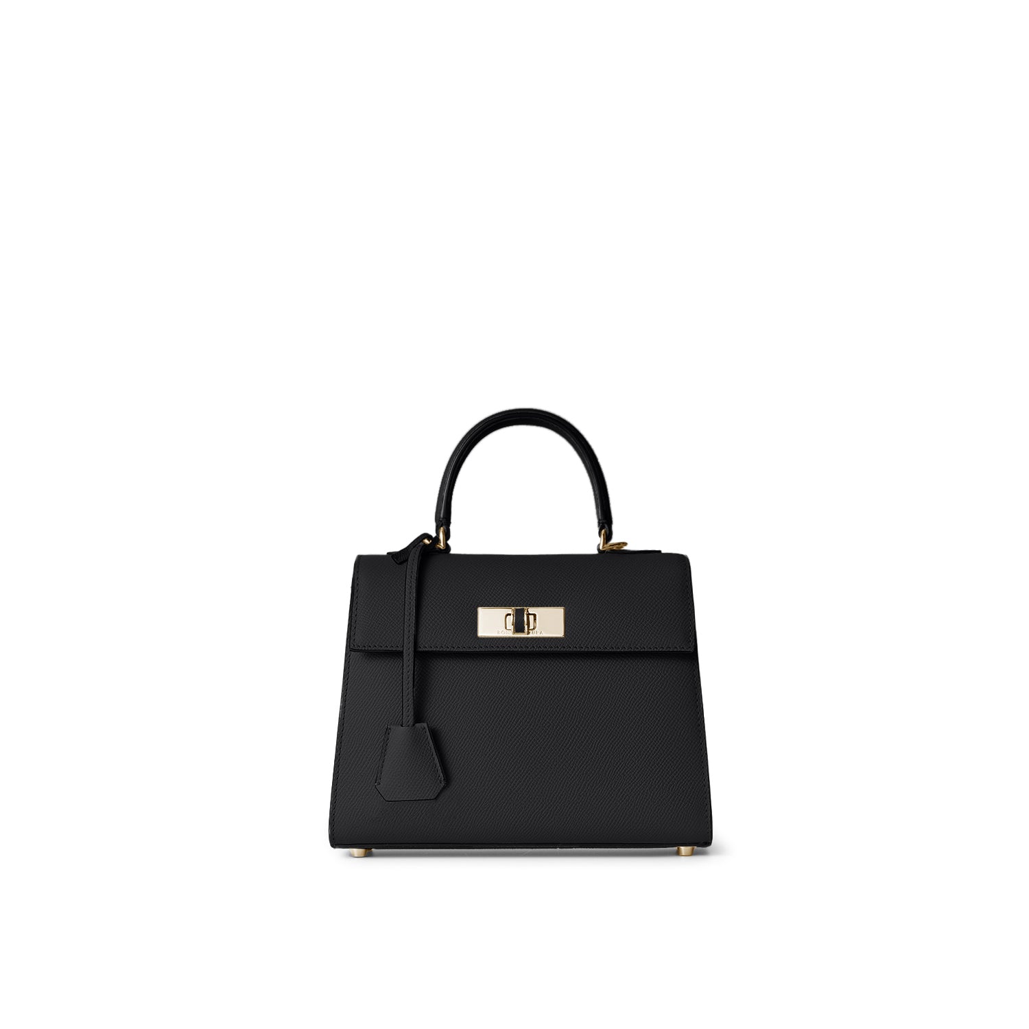 Vittoria Top Handle Bag Nobile Leather (Black × Bordeaux - Mini)