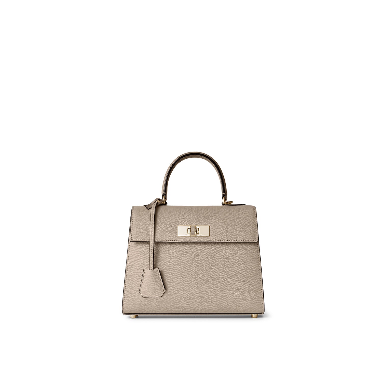 Vittoria Top Handle Bag Nobile Leather (Greige × Baby Pink - Mini)