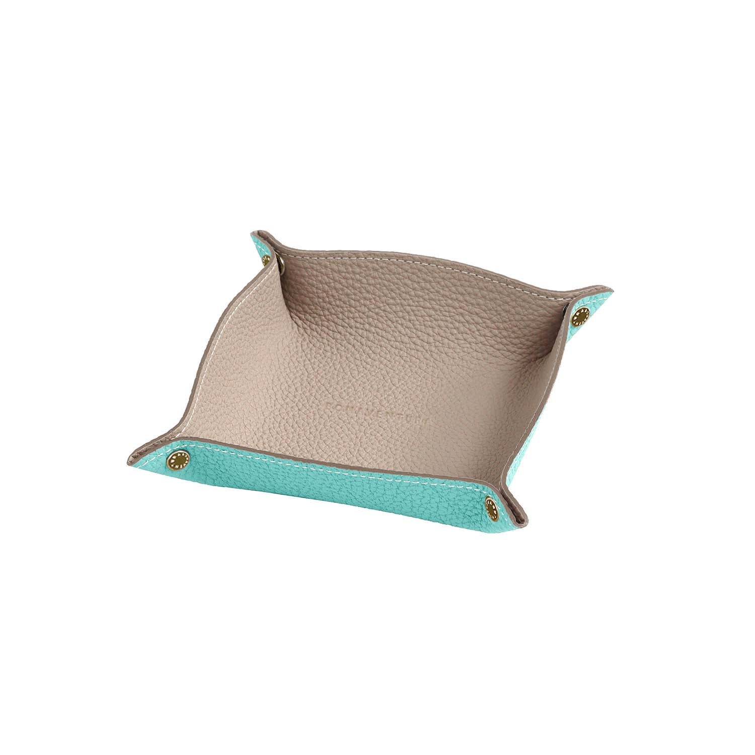 Valet Tray Shrink Leather (Atoll Blue × Greige (Etoupe edge paint) - Small)