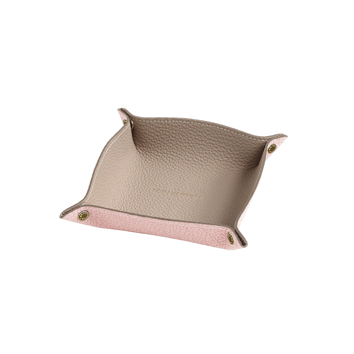 Valet Tray Shrink Leather (Sakura Pink × Greige (Etoupe edge paint) - Small)