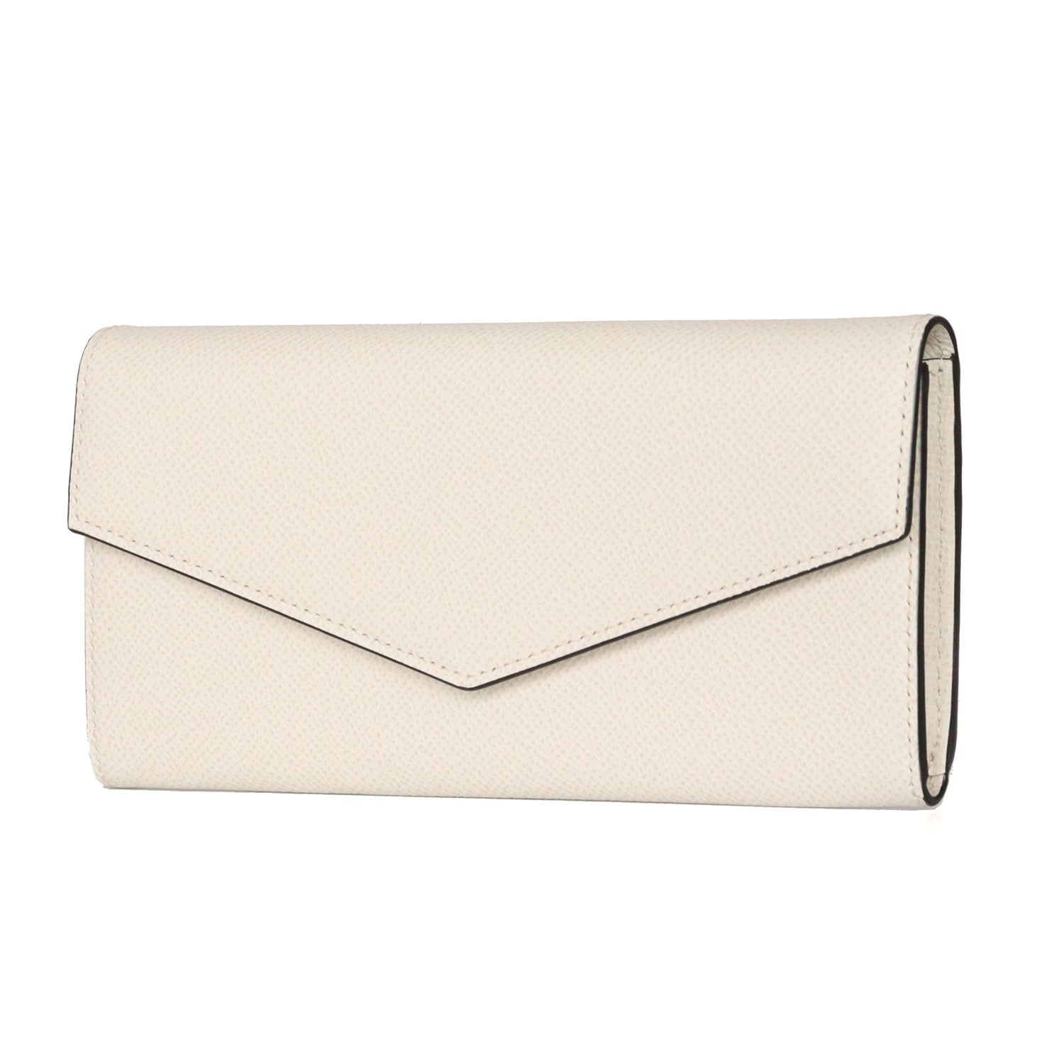 Envelope Long Wallet Nobile Leather (White × Black)