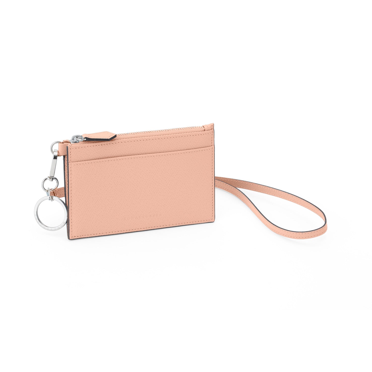 Zip Card Holder with Strap Nobile Leather (Shell Pink)