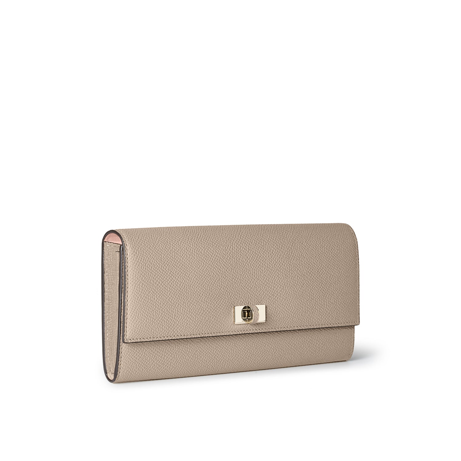 Vittoria Long Wallet Nobile Leather (Greige × Baby Pink)