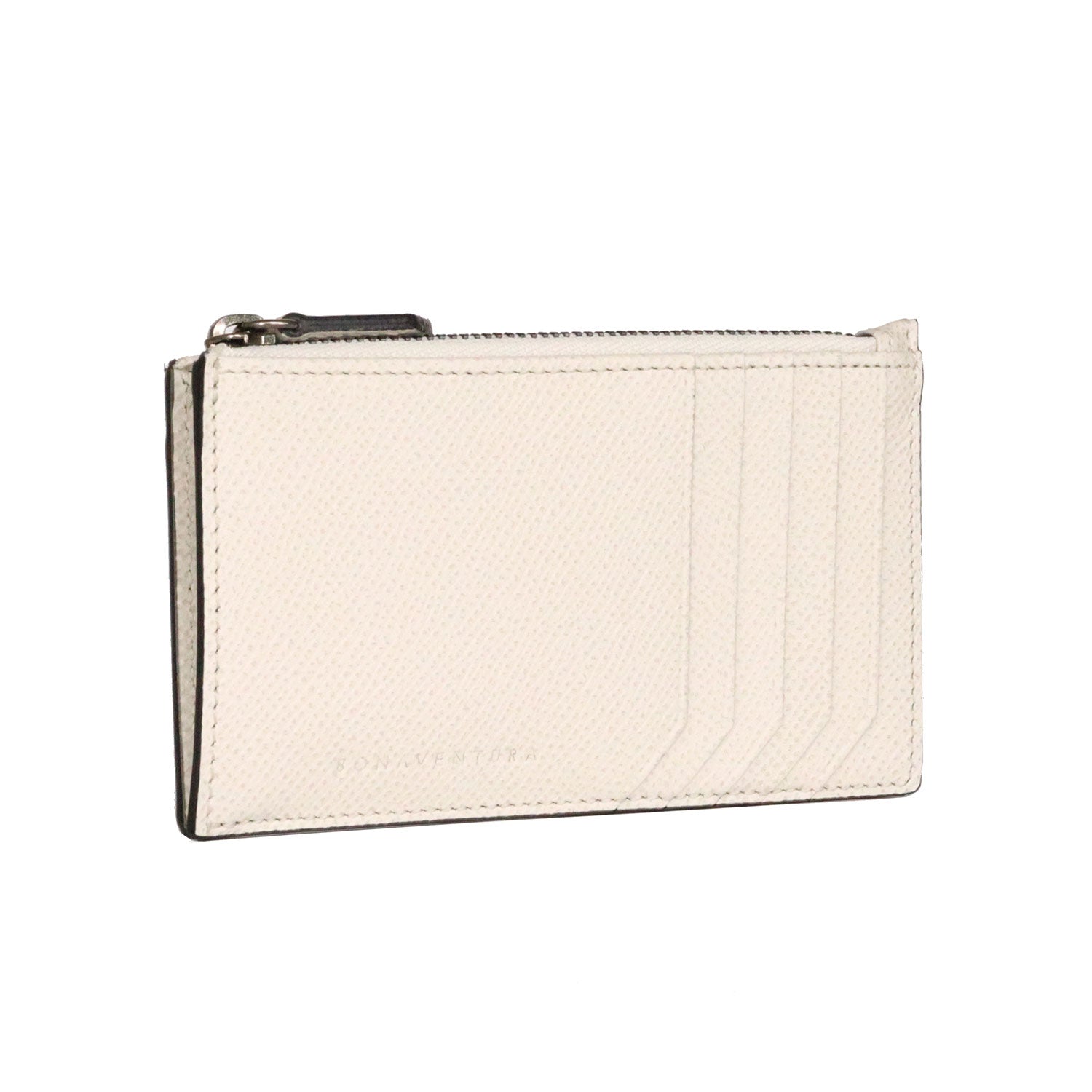 Mini Zip Wallet Nobile Leather (White × Black)