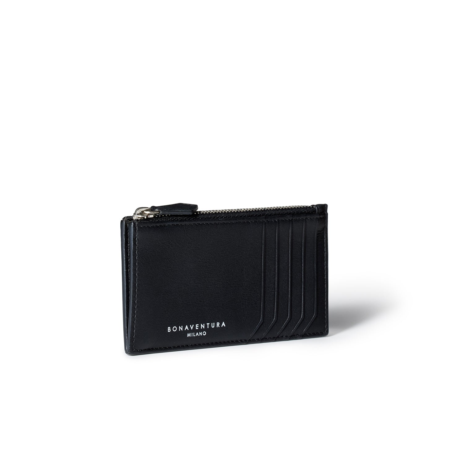 Mini Zip Wallet Smooth Leather (Black)
