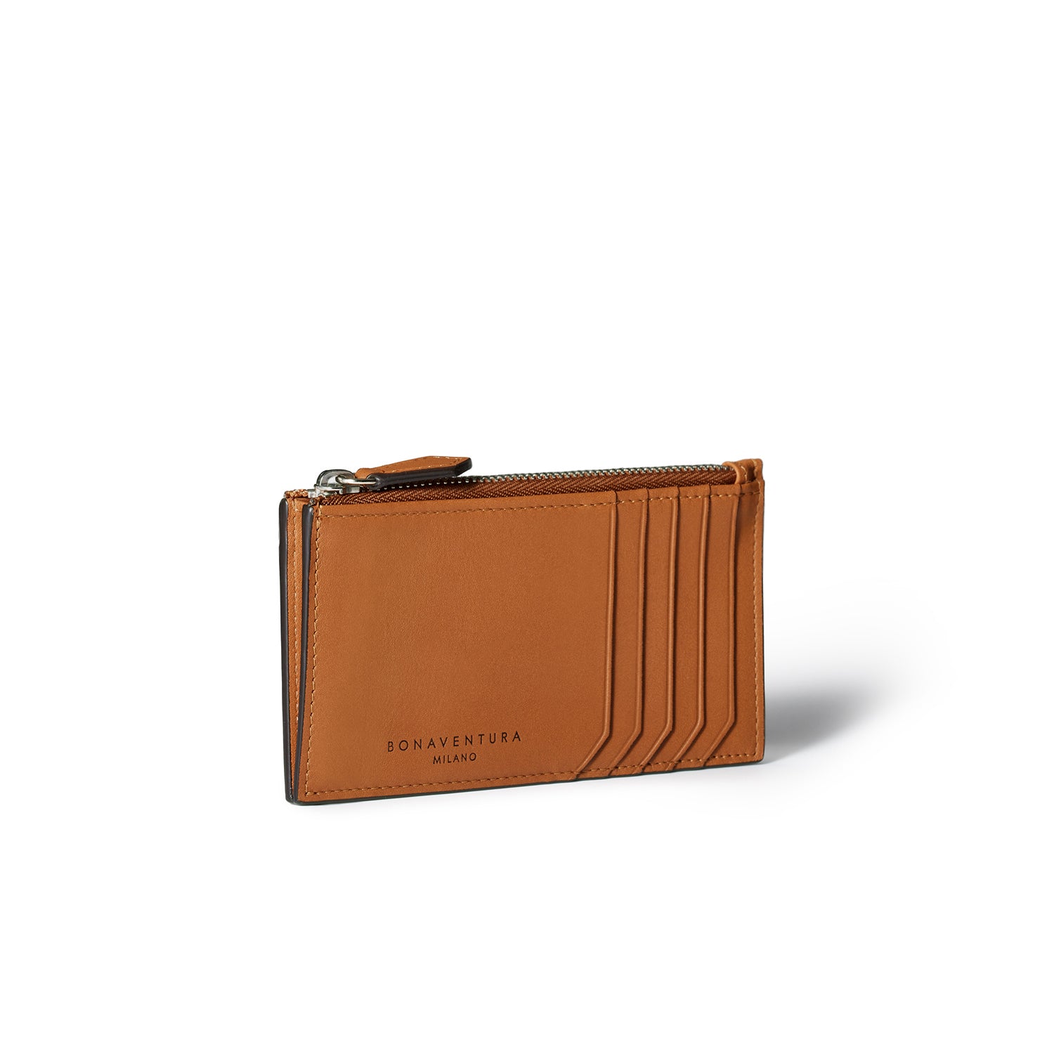 Mini Zip Wallet Smooth Leather (Camel)