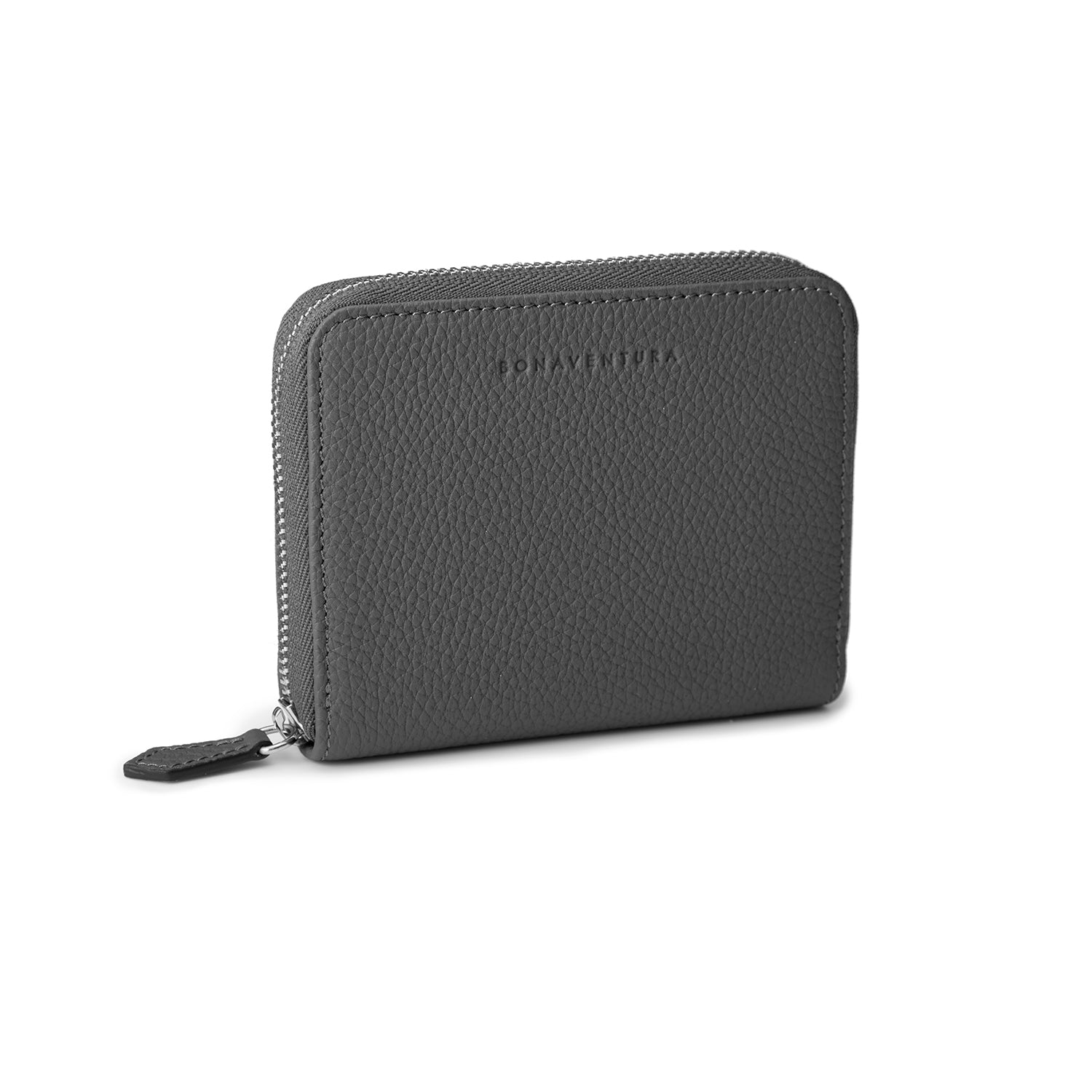 Men's Small Round Zip Wallet Shrink Leather (Charcoal Gray)
