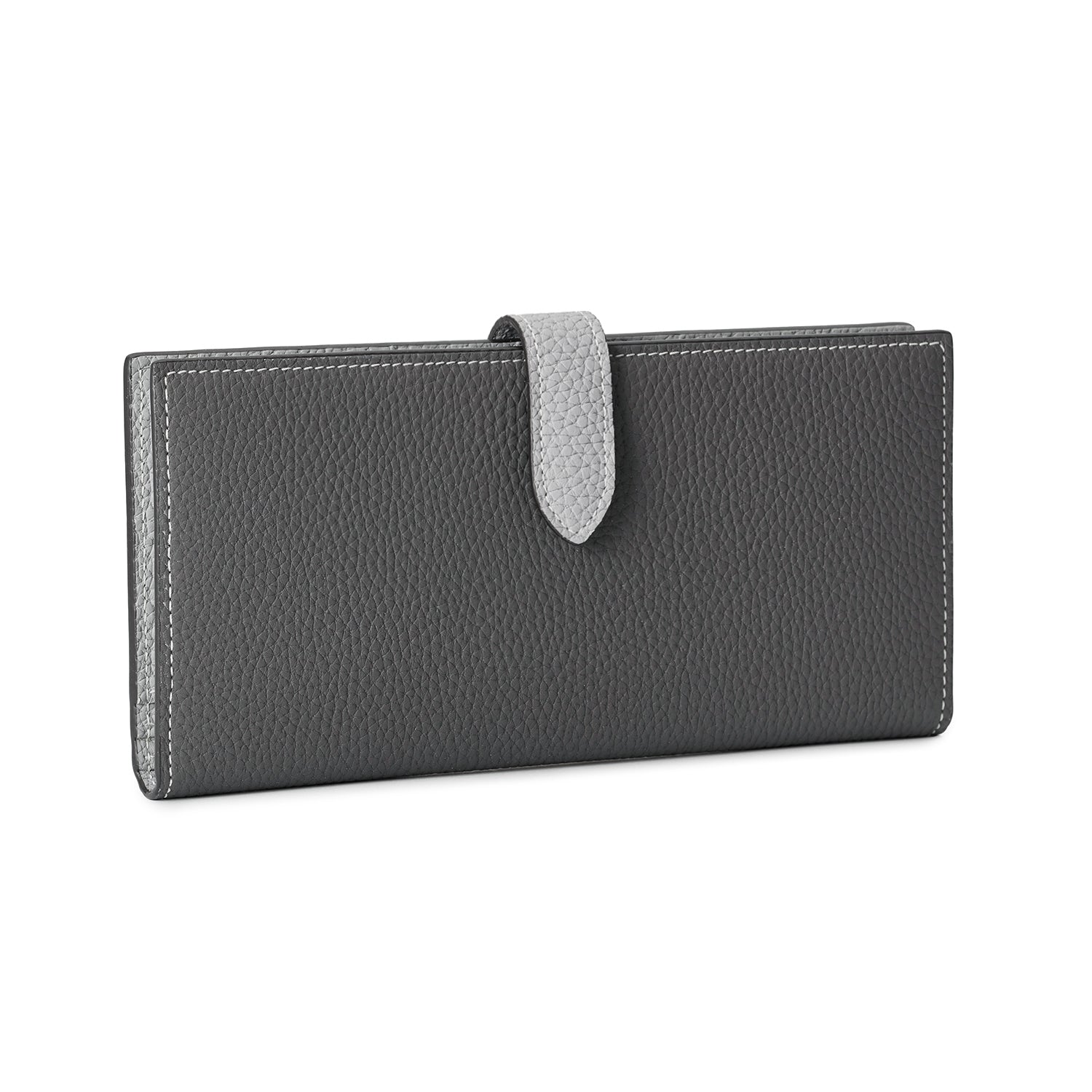 Belted Long Wallet Bottalato Leather (Charcoal Gray × True Gray)