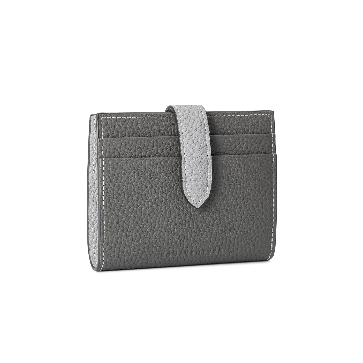 Belted Medium Wallet Bottalato Leather (Charcoal Gray × True Gray)