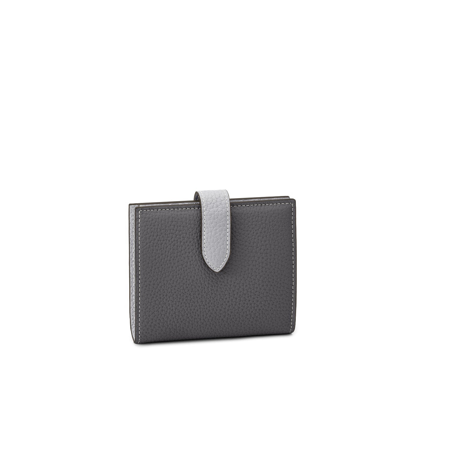 Belted Bi-fold Wallet Bottalato Leather (Charcoal Gray × True Gray)