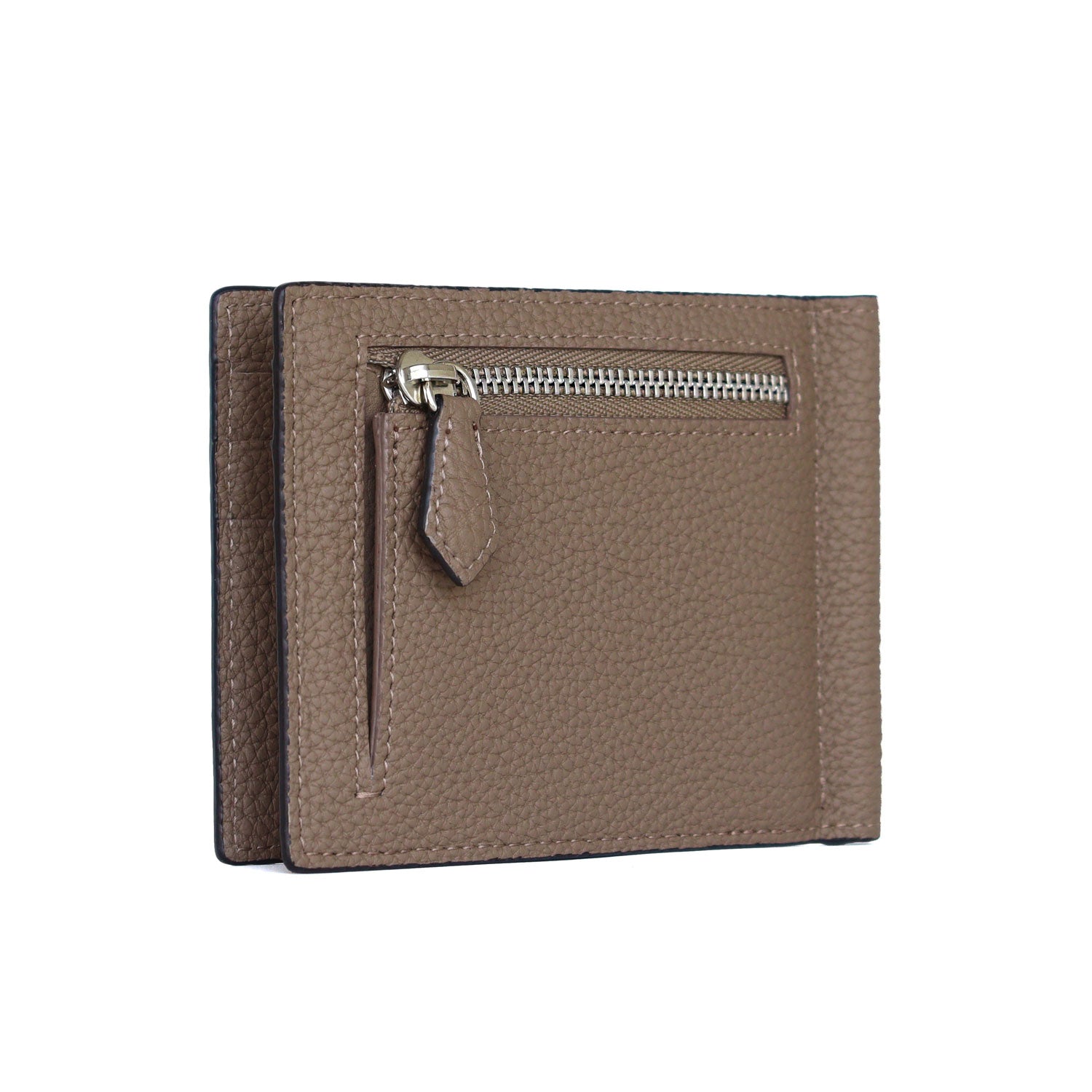 Bi-fold Bill Clip with Coin Pocket Bottalato Leather (Etoupe)