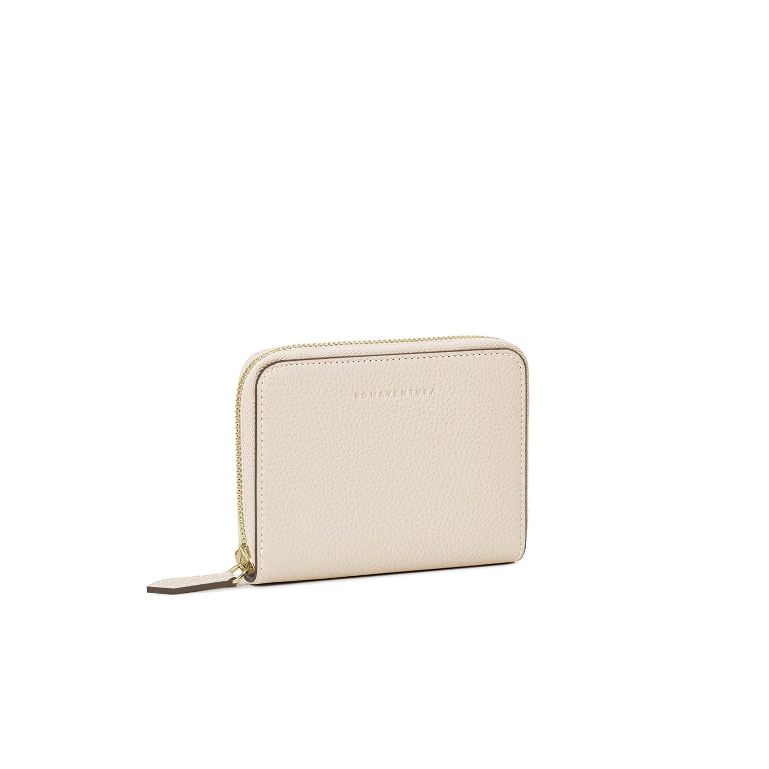 Medium Functional Zip Wallet Bottalato Leather (Ivory × Etoupe)