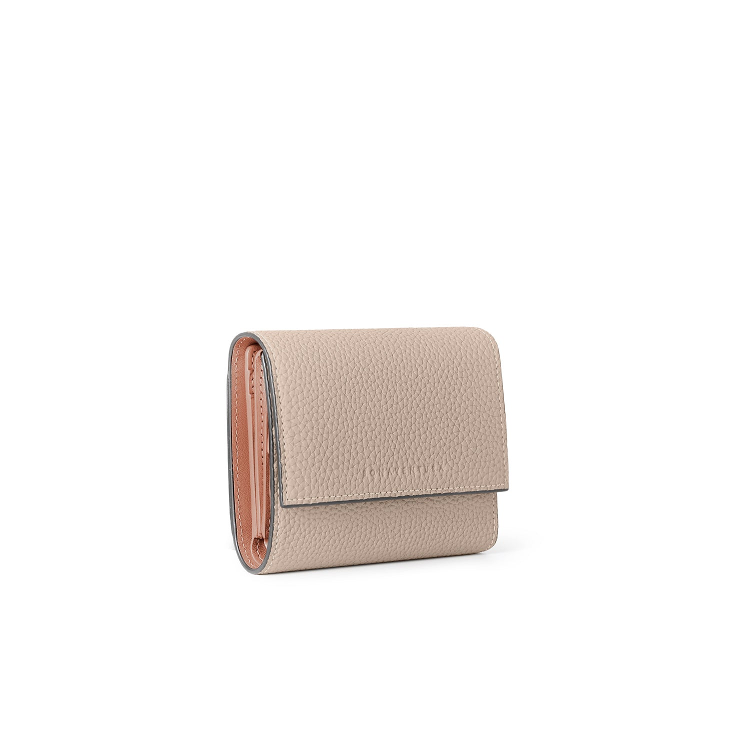 Flap Small Wallet Bottalato Leather (Greige × Baby Pink)