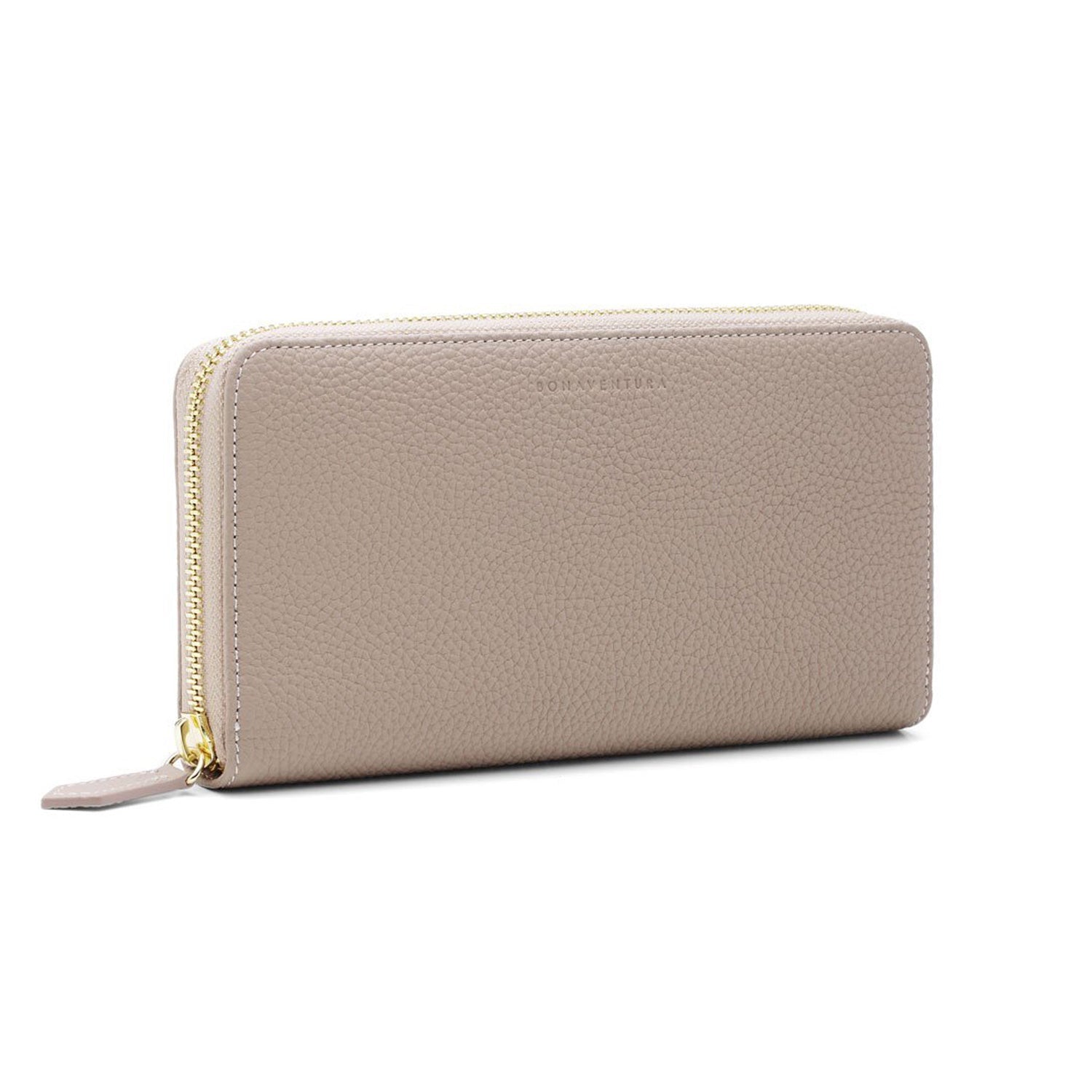 Long Zip Wallet Bottalato Leather (Greige × Yellow)