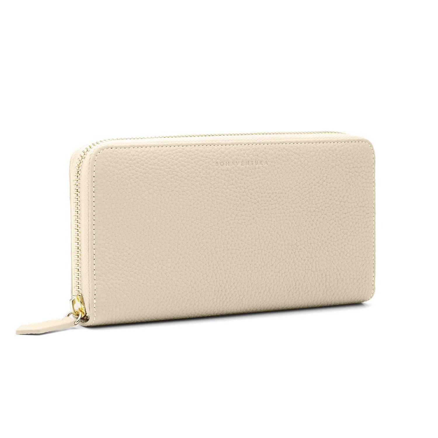 Long Zip Wallet Bottalato Leather (Ivory × Etoupe)