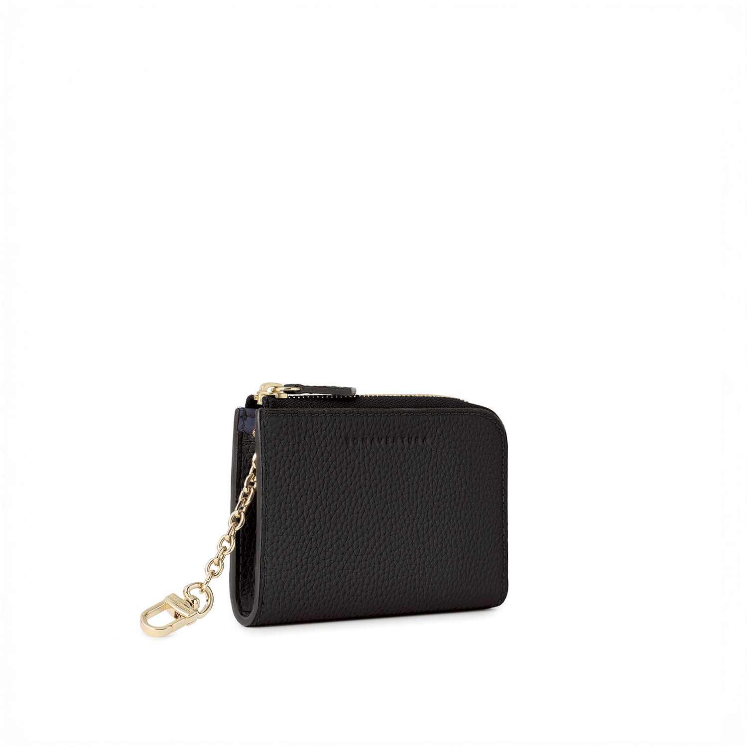 L-Zip Smart Key Case Shrink Leather (Black × Navy)