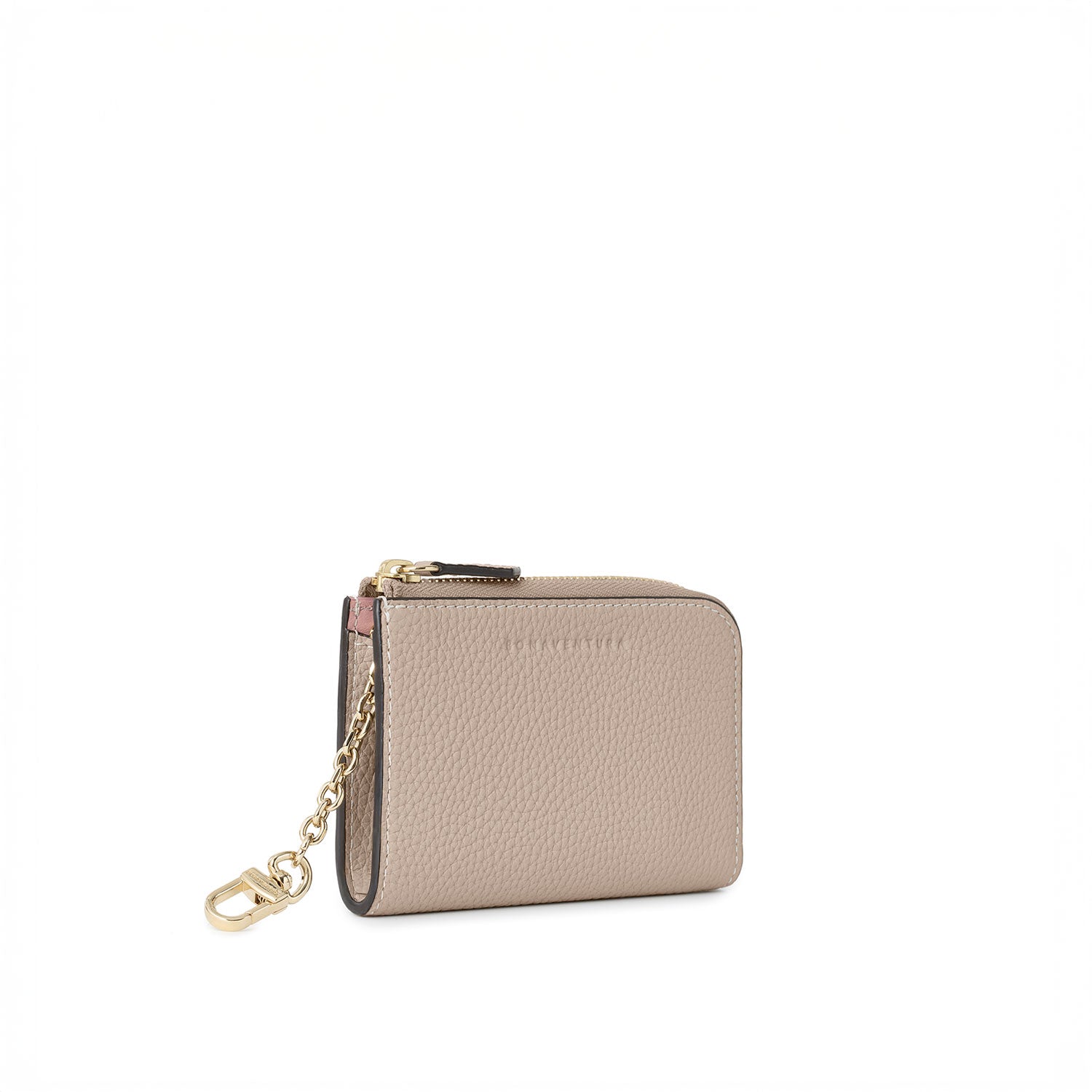 L-Zip Smart Key Case Shrink Leather (Greige × Baby Pink)