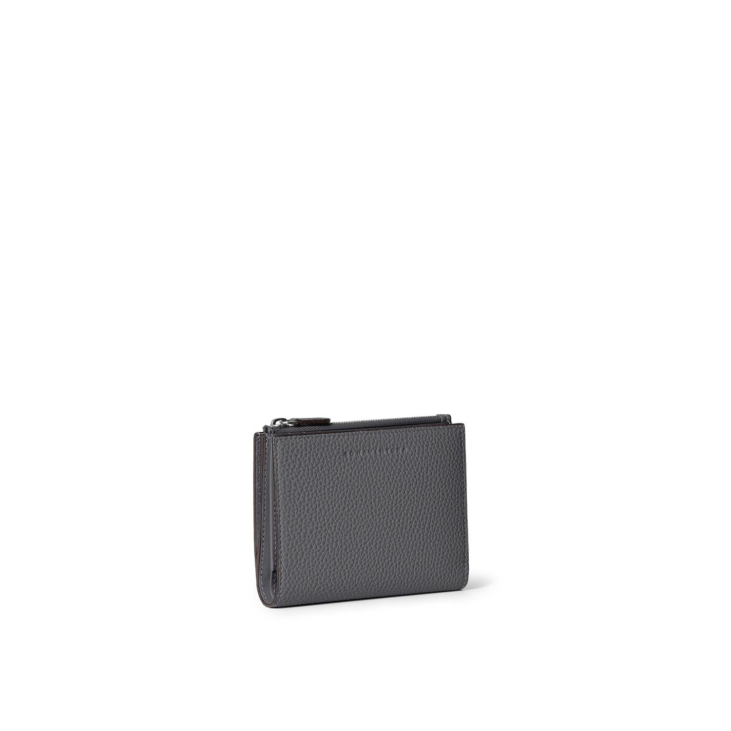 Bi-fold Slim Wallet Shrink Leather (Charcoal Gray)