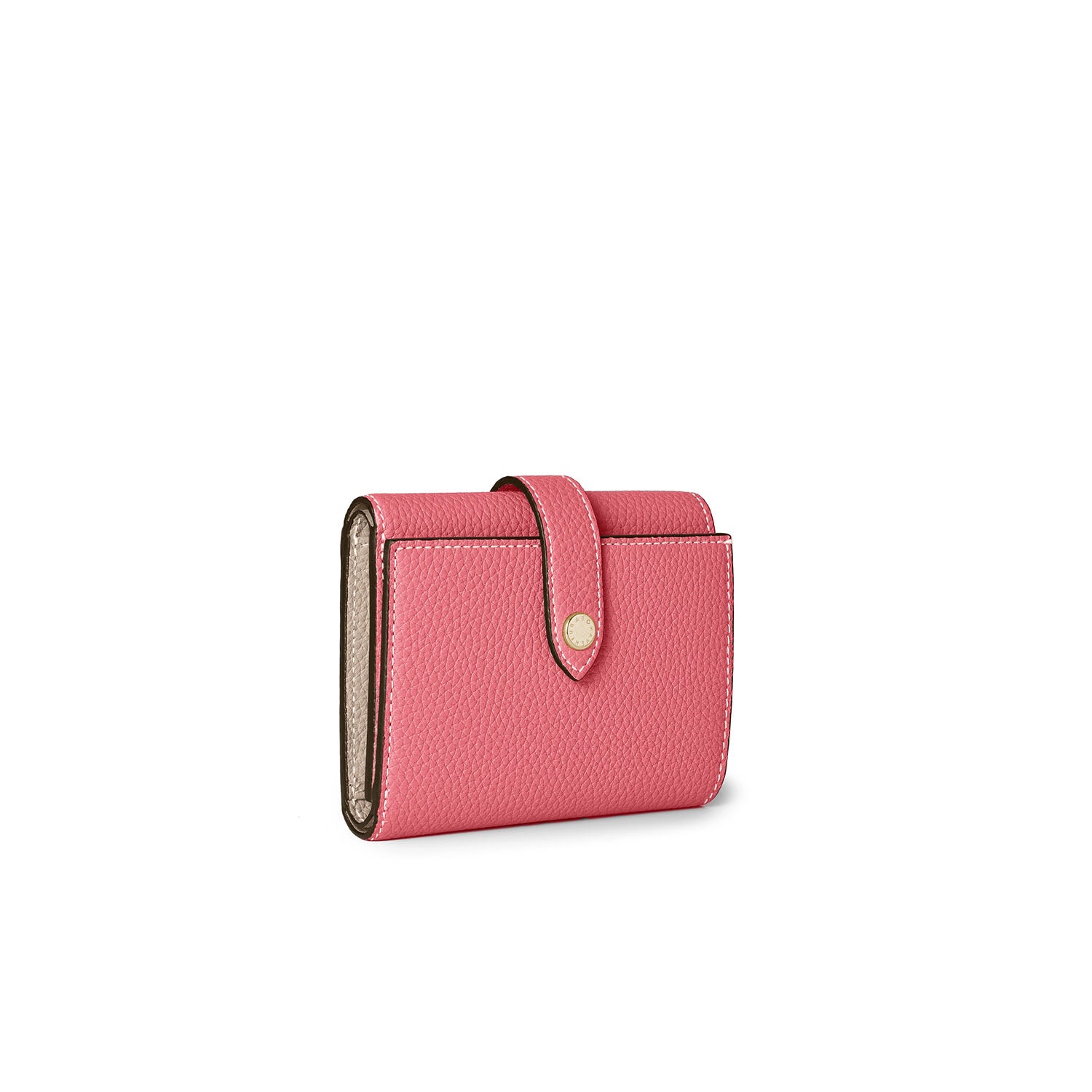 Belted Tri-fold Wallet Shrink Leather (Azalee Pink × Greige)