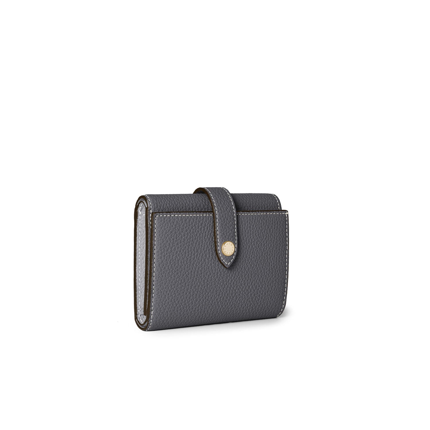 Belted Tri-fold Wallet Shrink Leather (Charcoal Gray × True Gray)