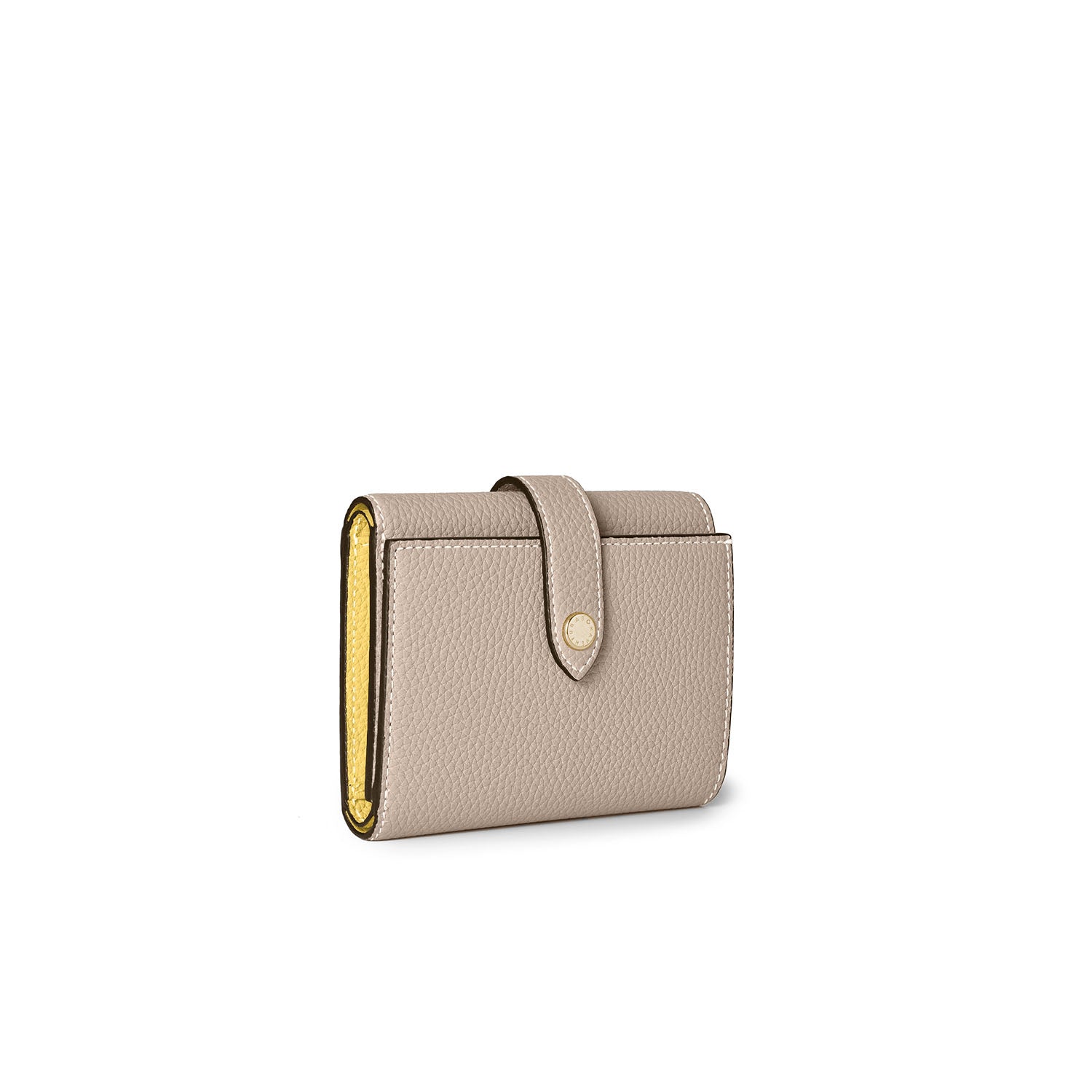 Belted Tri-fold Wallet Shrink Leather (Greige × Yellow)