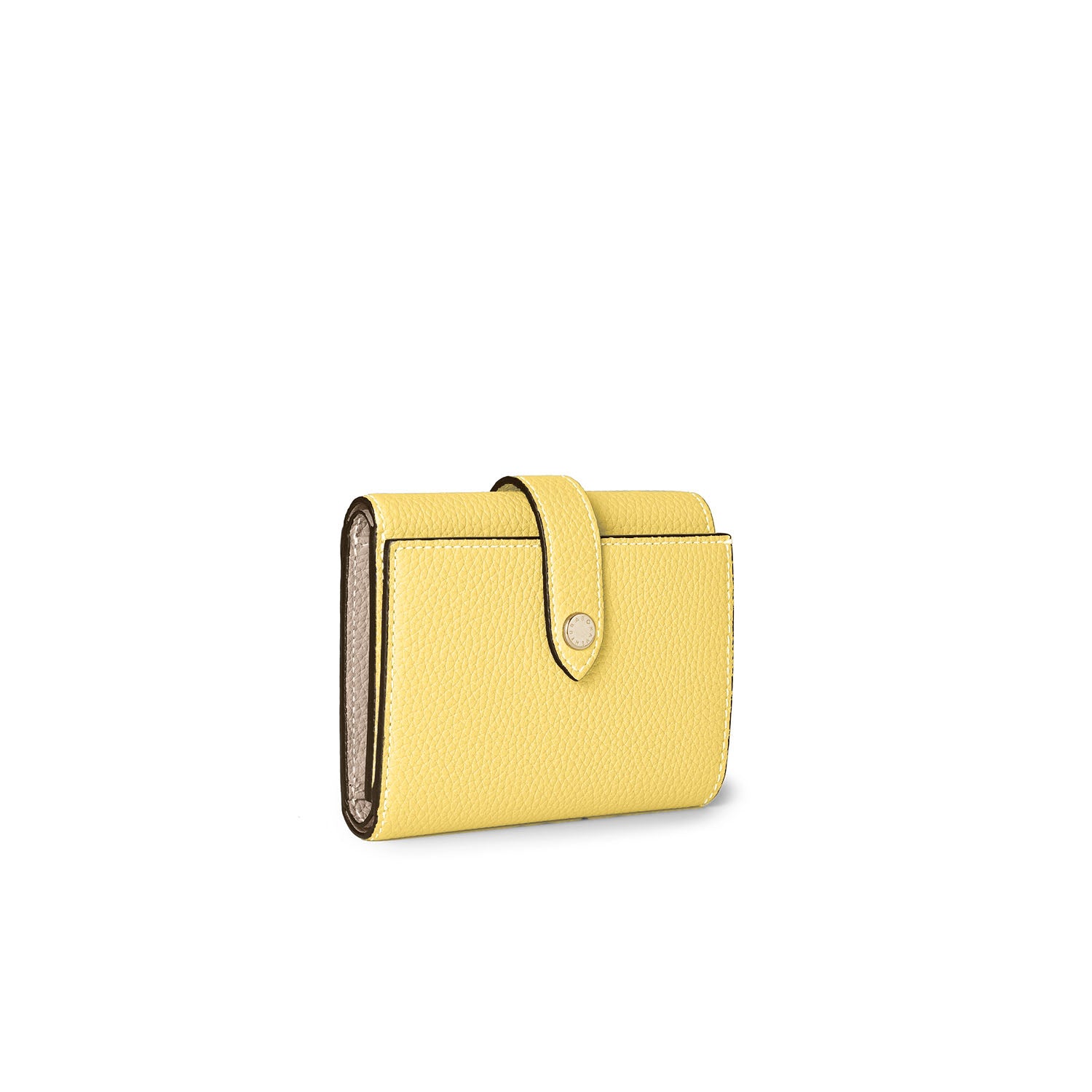 Belted Tri-fold Wallet Shrink Leather (Yellow × Greige)