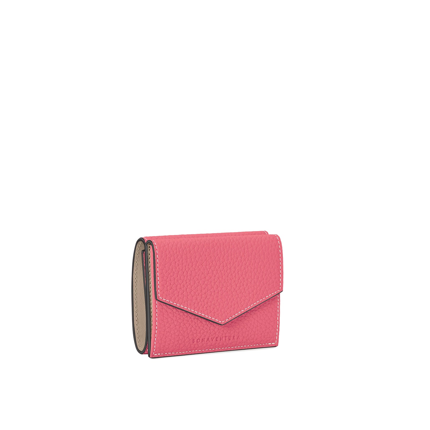 Small Wallet Shrink Leather (Azalee Pink × Greige)
