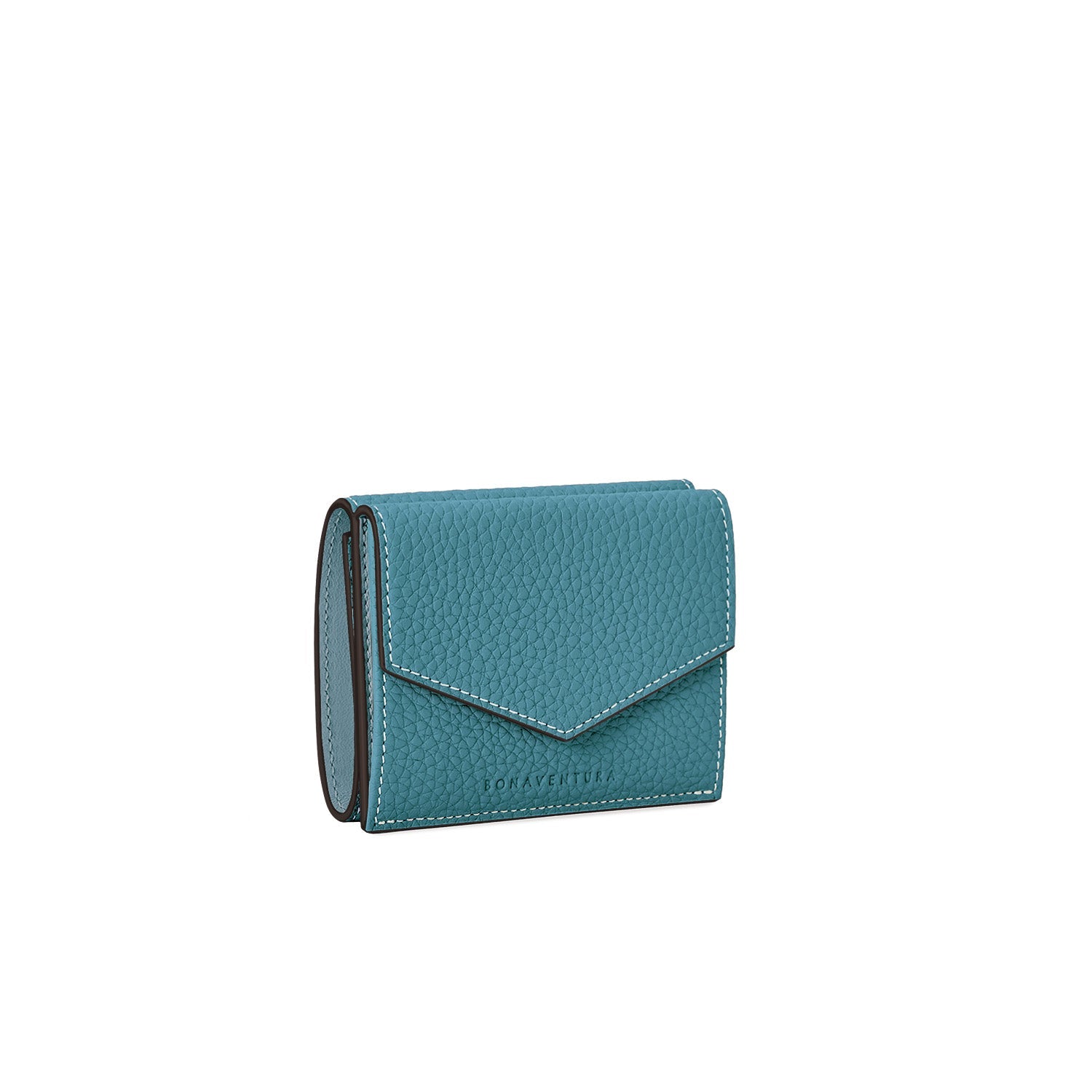 Small Wallet Bottalato Leather (Blue Cyan)