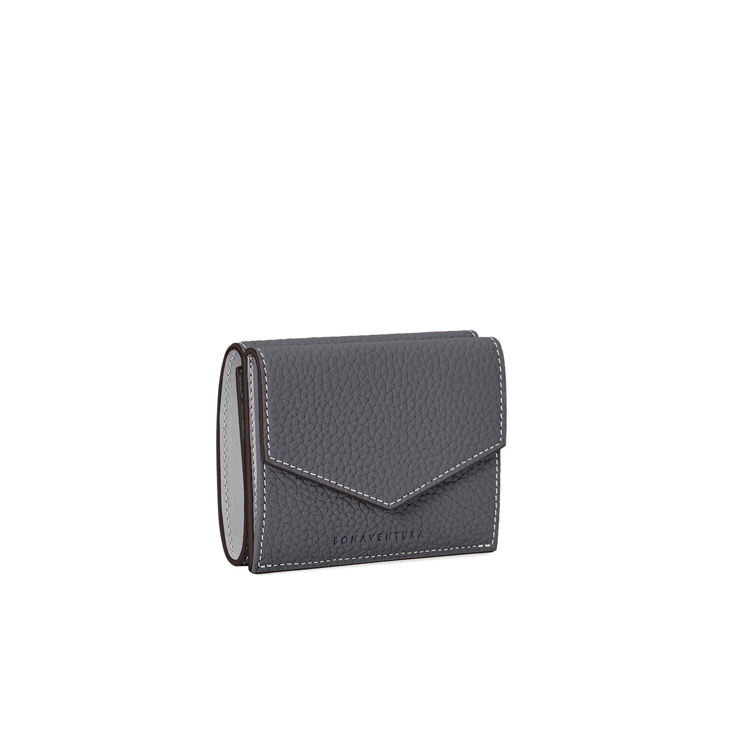 Small Wallet Bottalato Leather (Charcoal Gray × True Gray)
