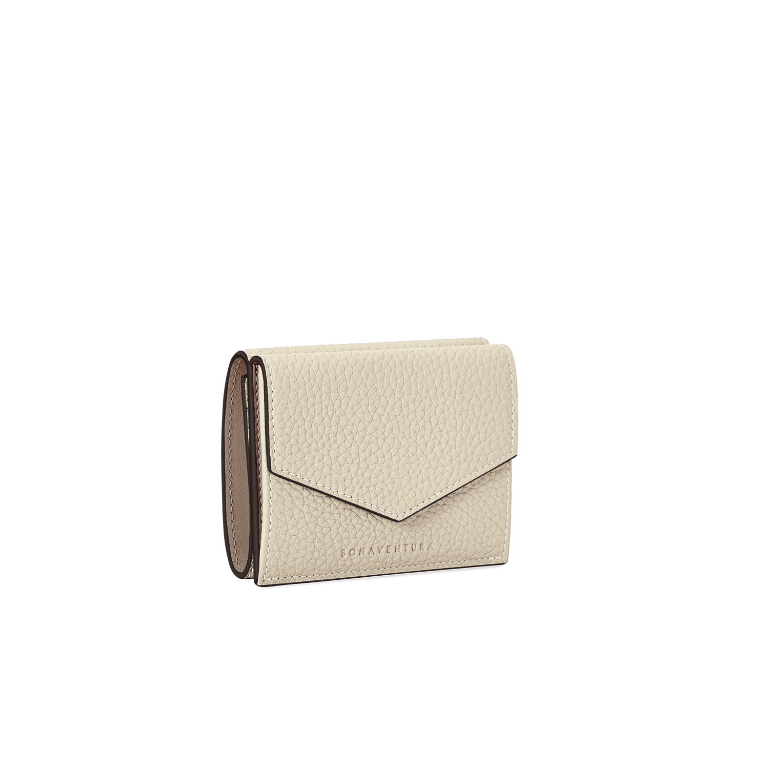 Small Wallet Bottalato Leather (Ivory × Etoupe)