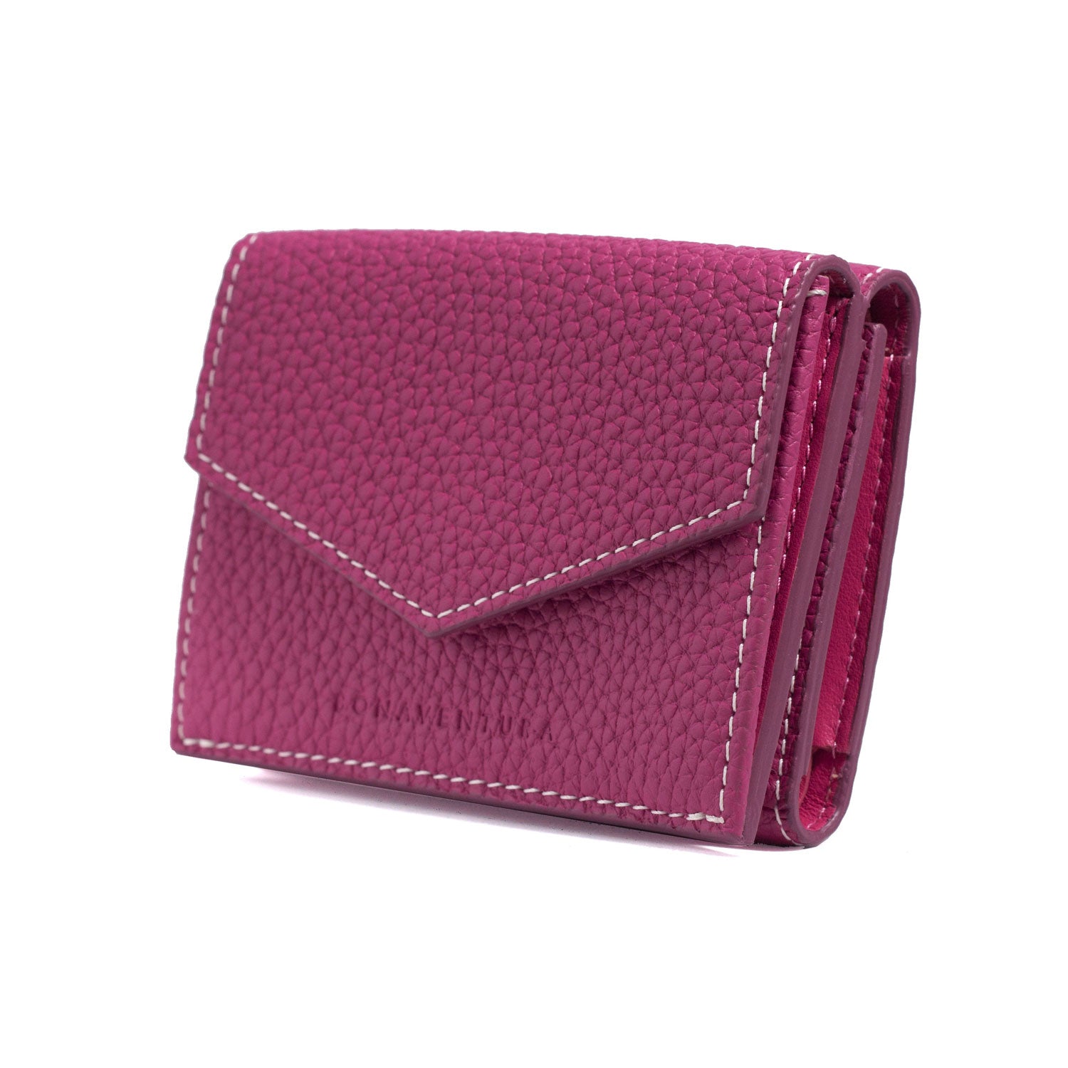 Small Wallet Bottalato Leather (Anemone Purple × Fuchsia Pink)